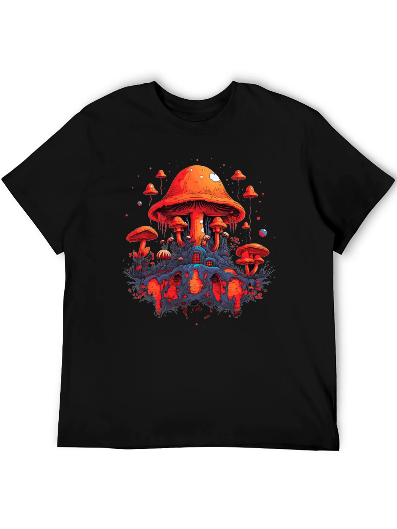 Psychedelic Mushroom Graphic Tee - Unique Black T-Shirt