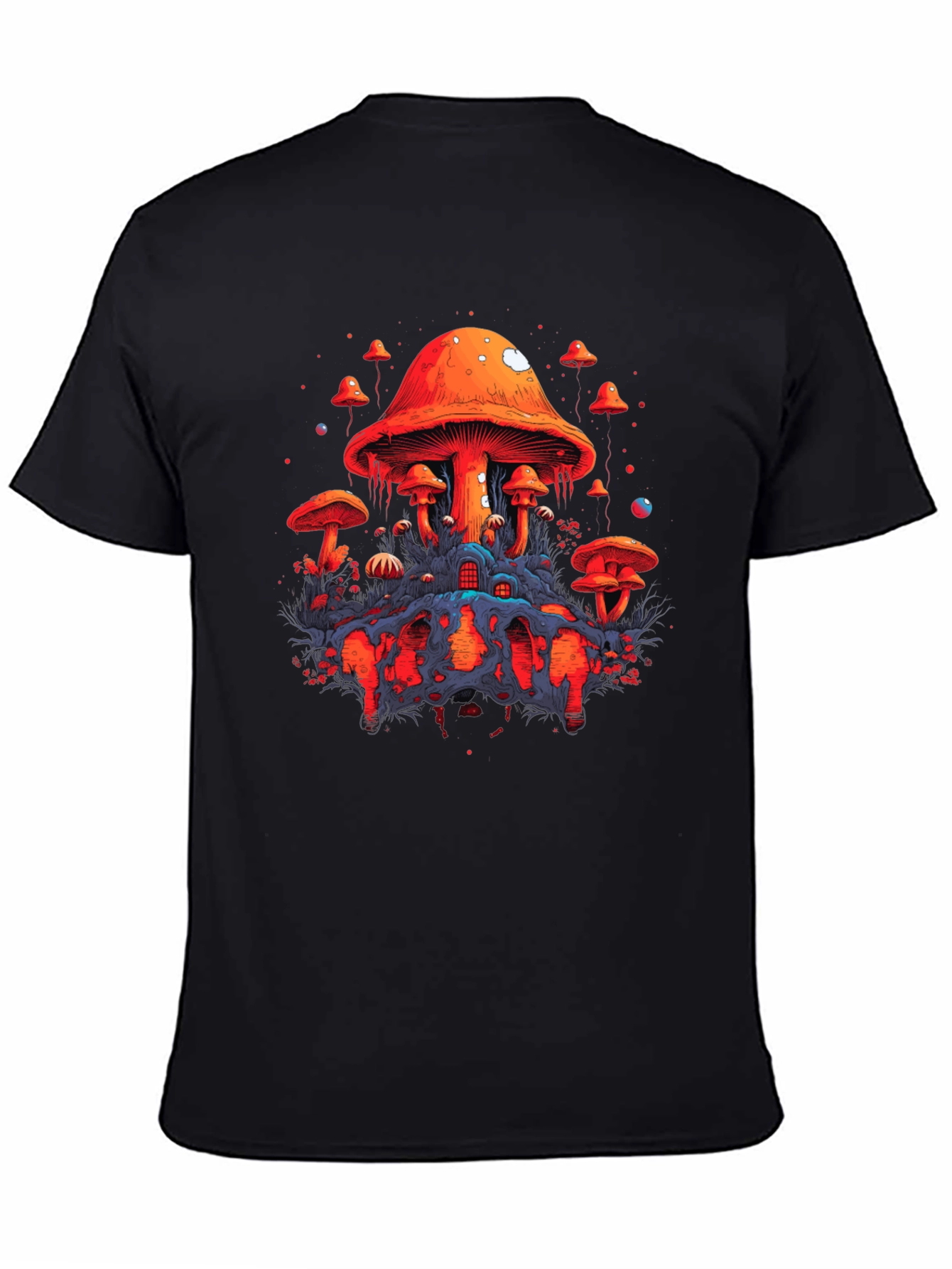 Psychedelic Mushroom Graphic Tee - Unique Black T-Shirt