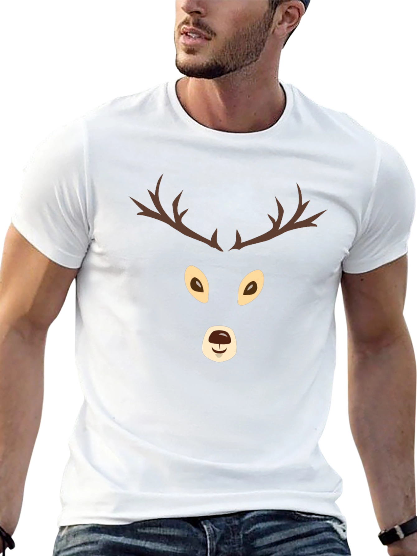 Festive Reindeer Graphic Tee - Holiday Spirit