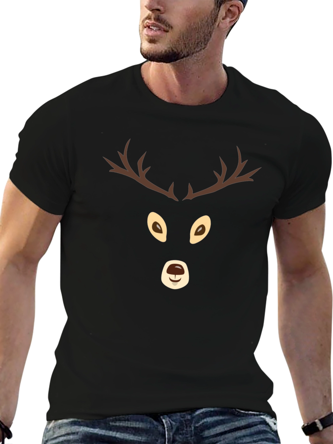 Festive Reindeer Graphic Tee - Holiday Spirit