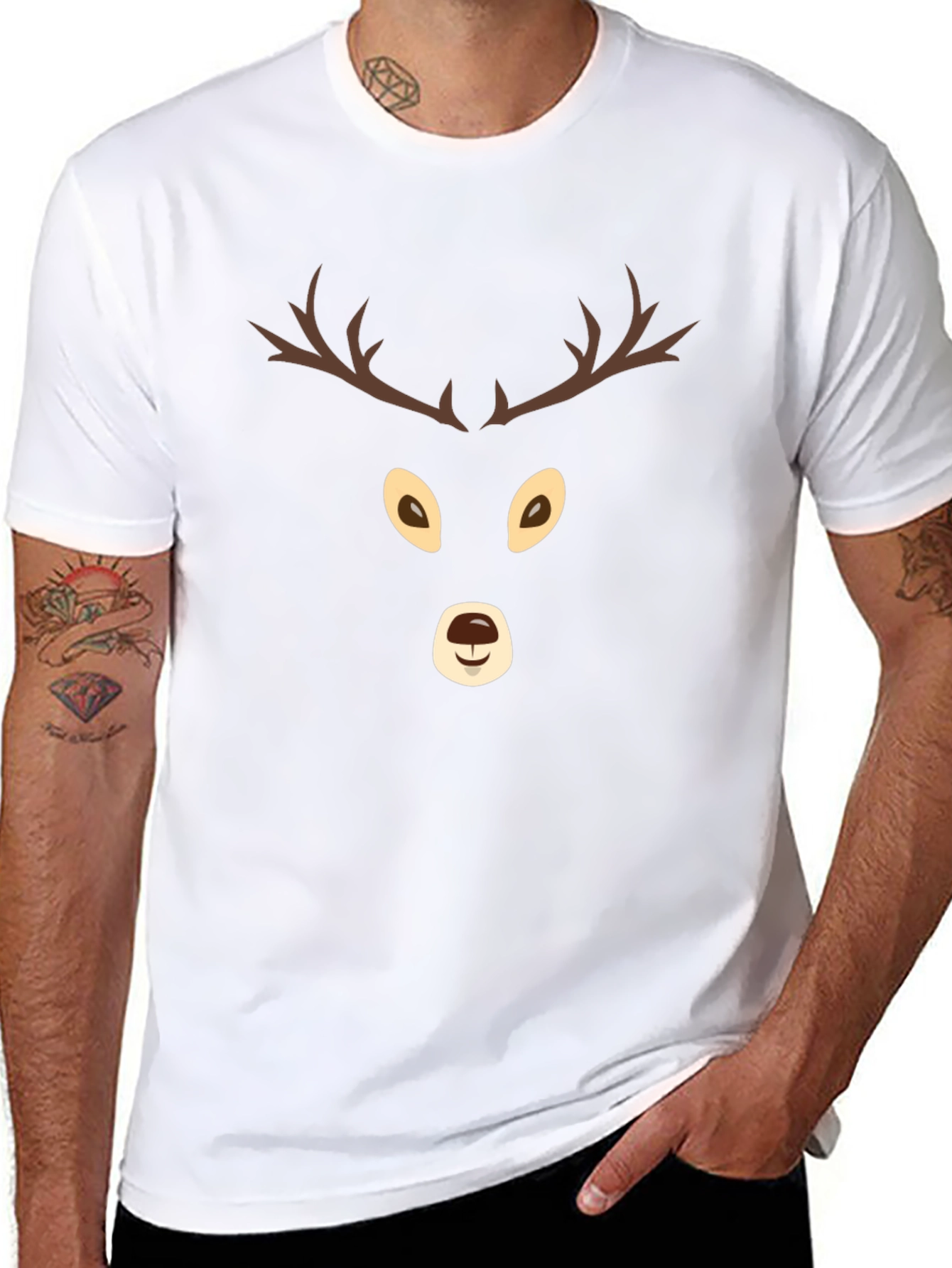 Festive Reindeer Graphic Tee - Holiday Spirit
