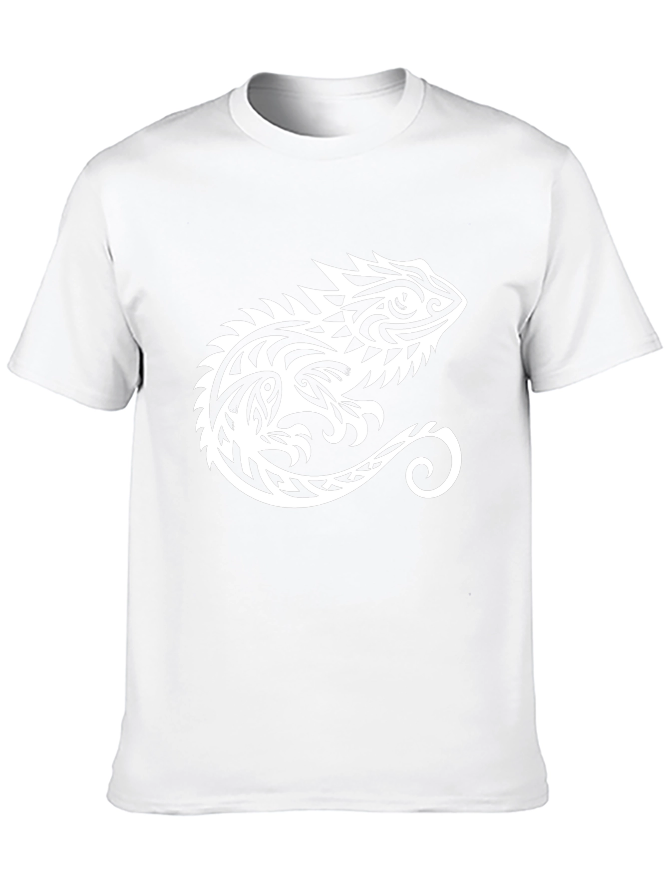 Tribal Chameleon Graphic Tee - Black Cotton Comfort