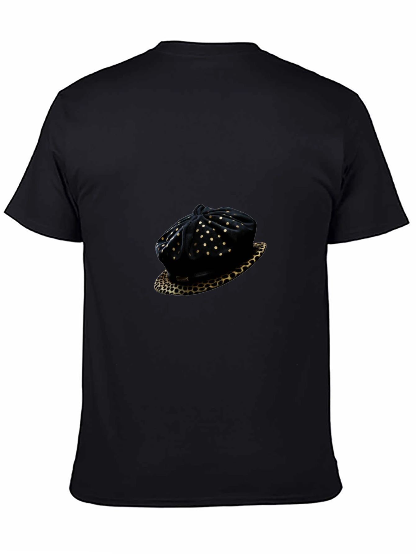Mens Black T-Shirt with Hat Graphic