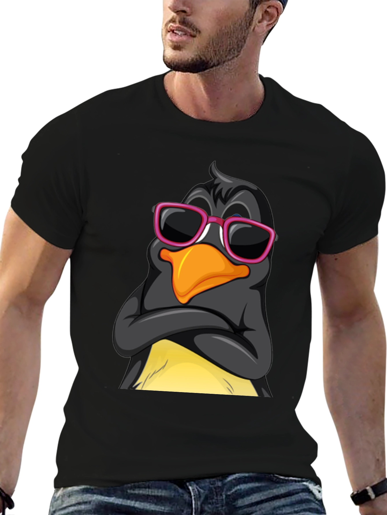 Cool Penguin Graphic Tee - Stylish Black T-Shirt