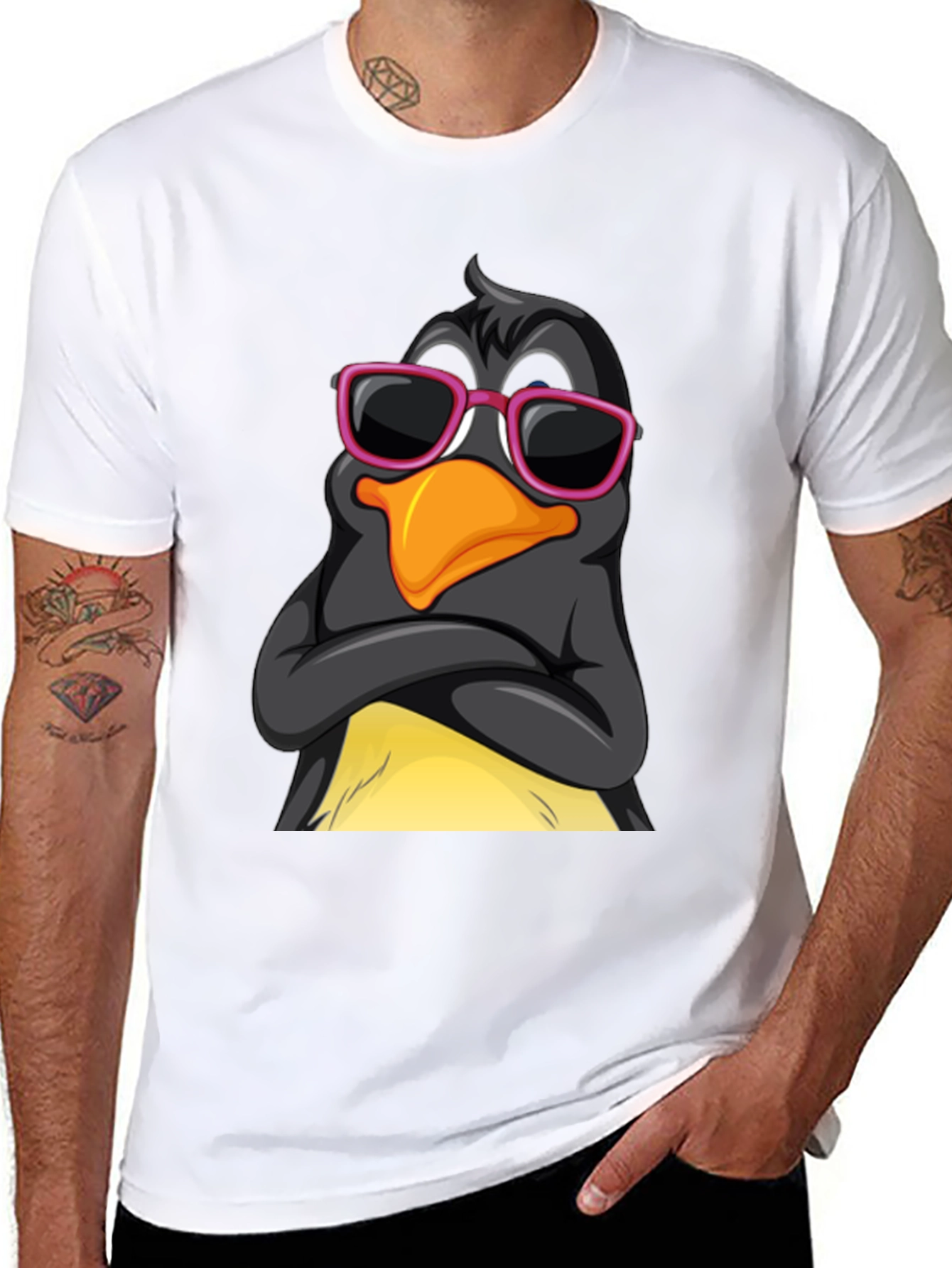 Cool Penguin Graphic Tee - Stylish Black T-Shirt