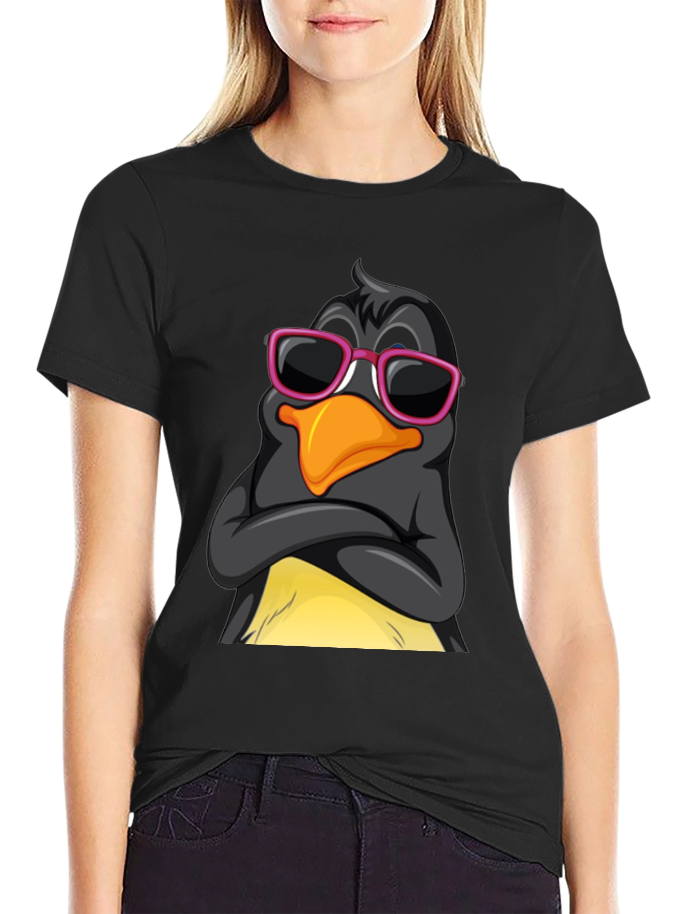 Cool Penguin Graphic Tee - Stylish Black T-Shirt