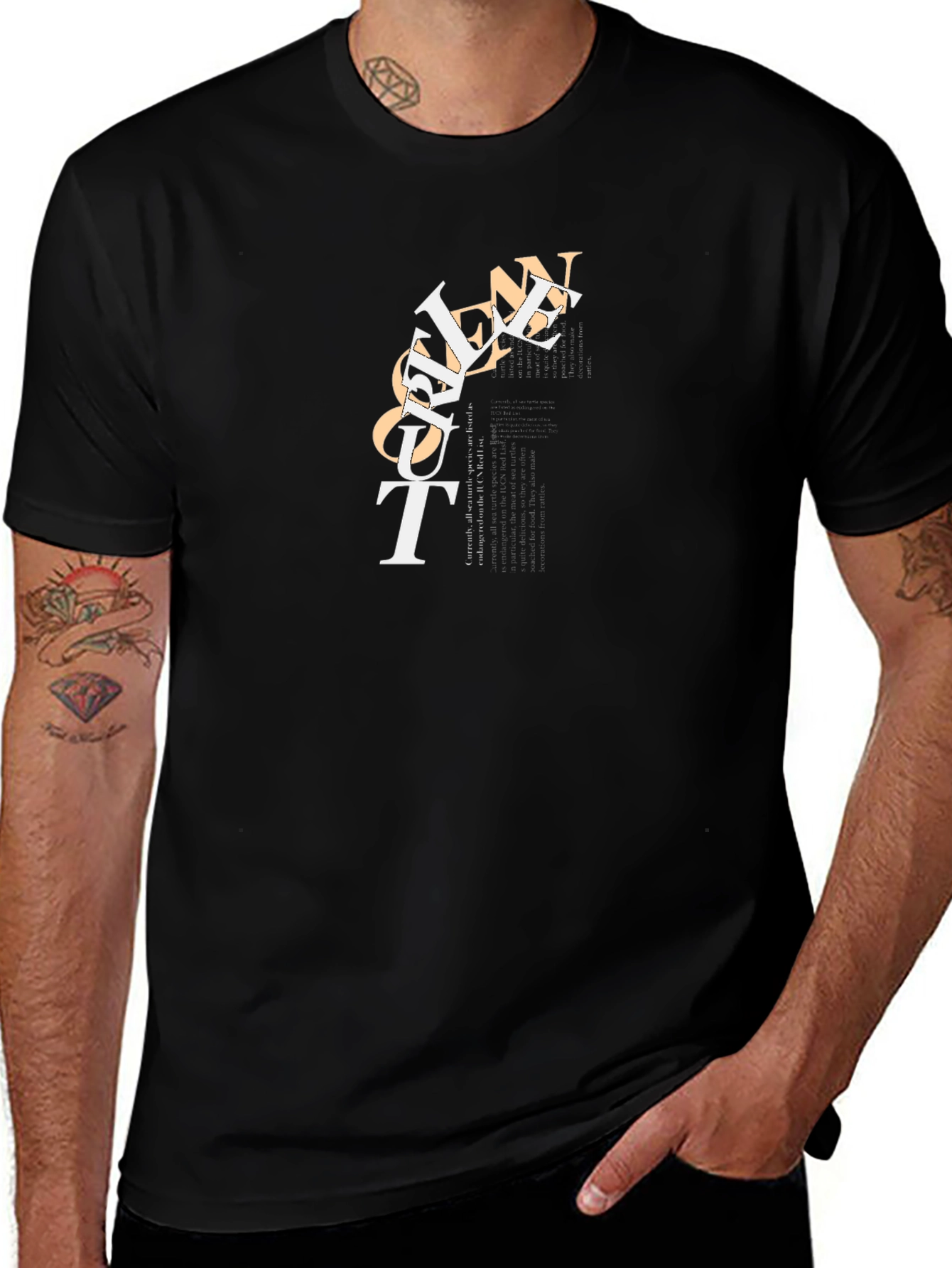Modern Graphic Print Black T-Shirt