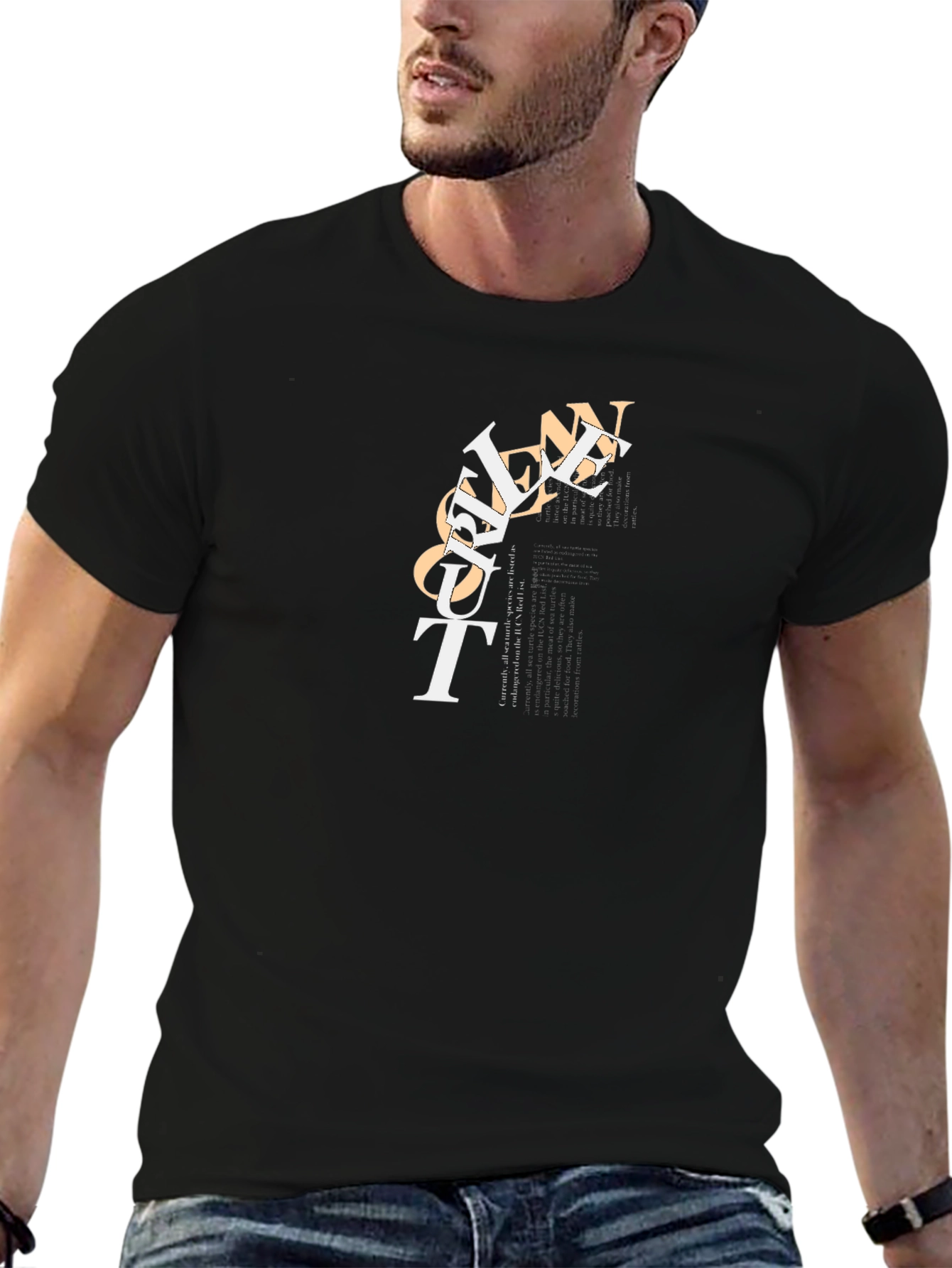 Modern Graphic Print Black T-Shirt