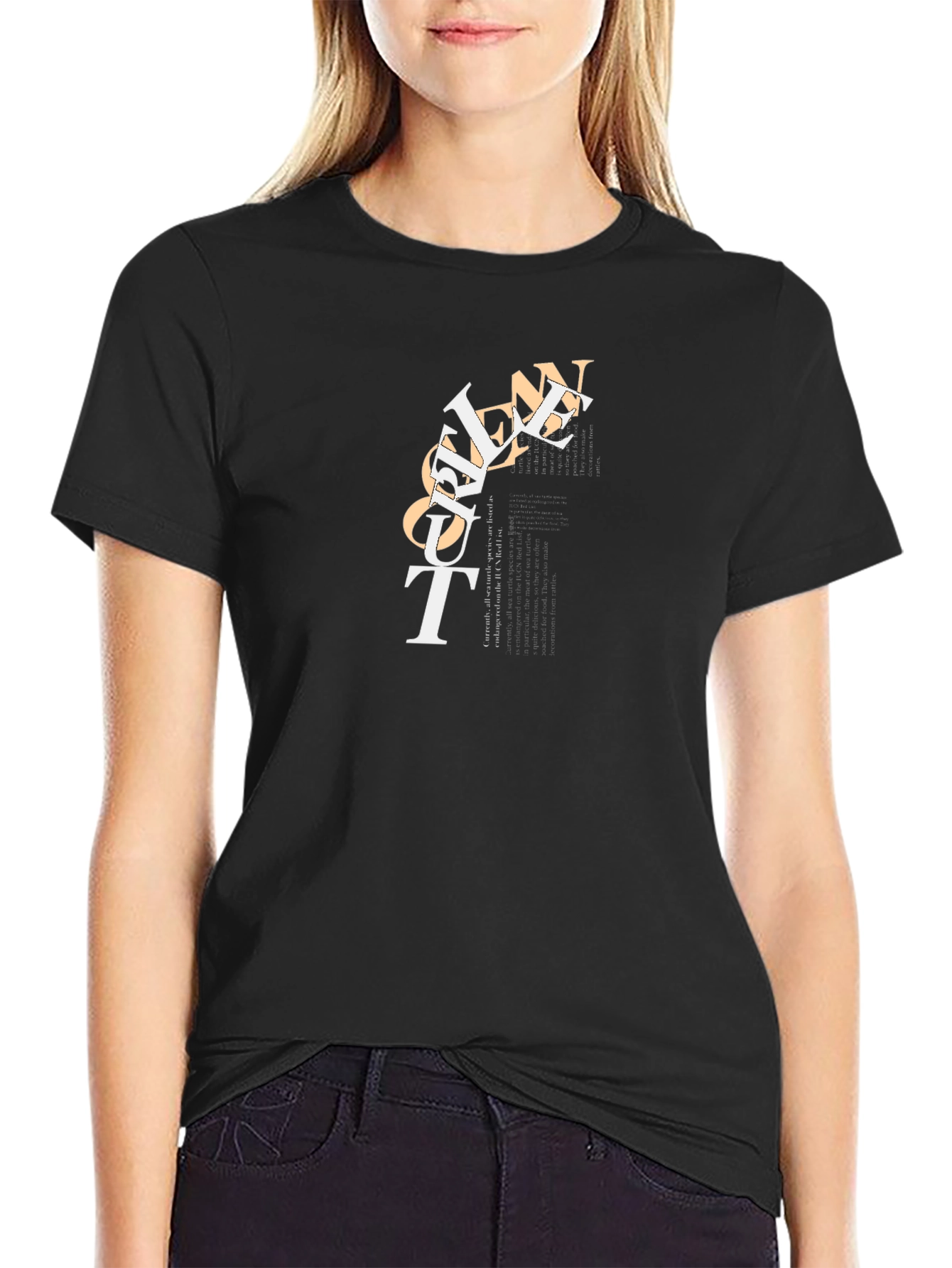 Modern Graphic Print Black T-Shirt