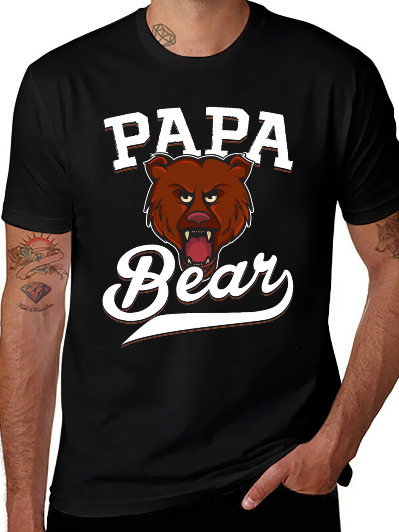 Papa Bear Graphic Tee - Fierce Fathers Day Shirt
