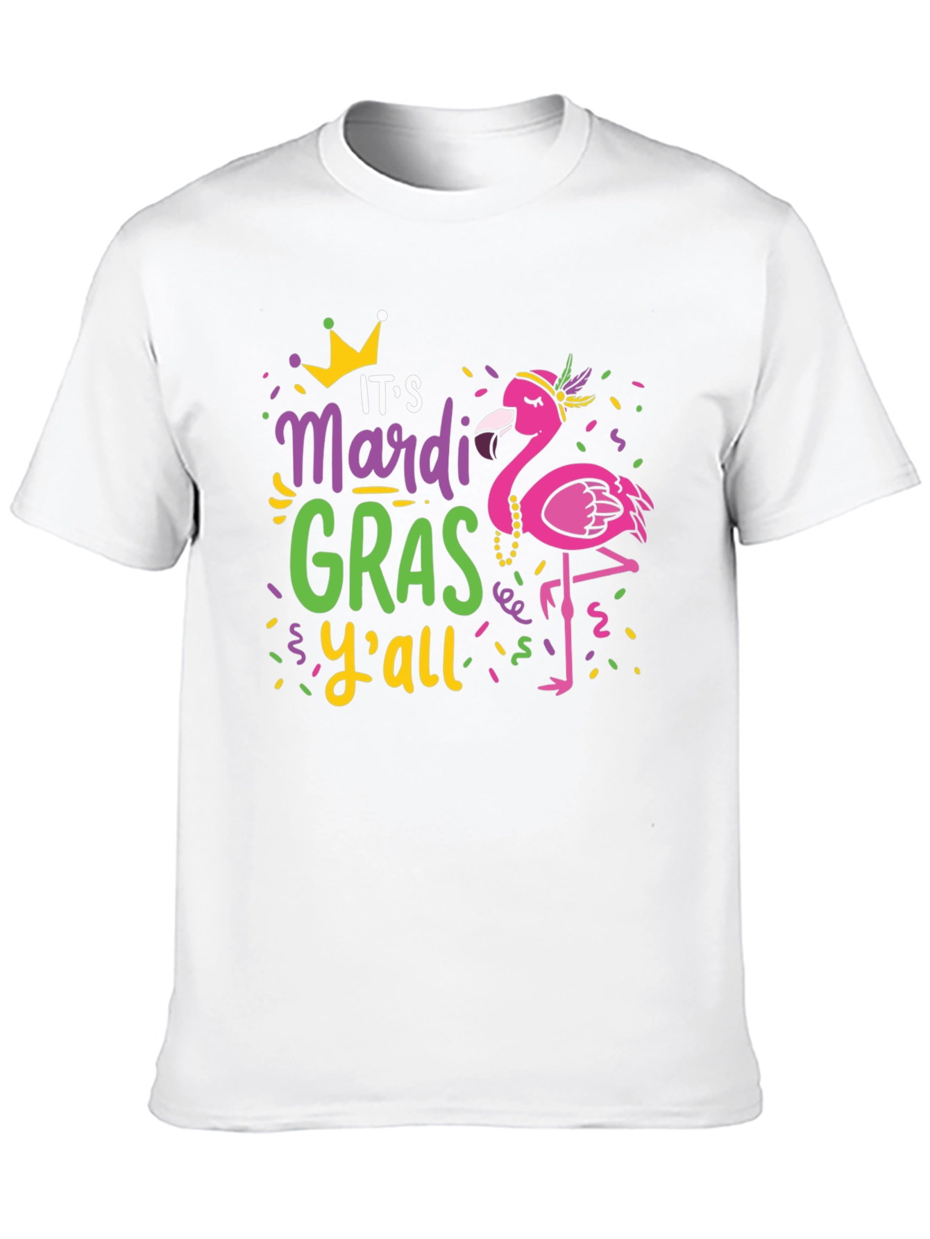Mardi Gras Flamingo Graphic T-Shirt