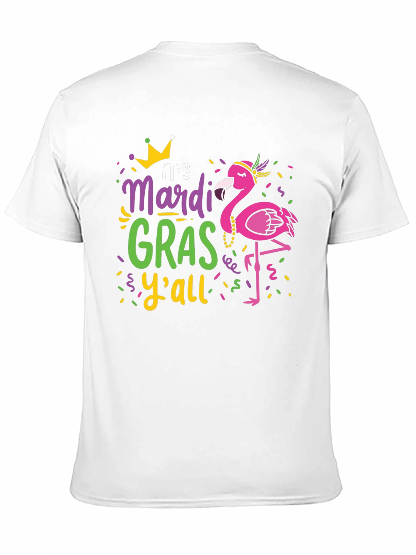 Mardi Gras Flamingo Graphic T-Shirt