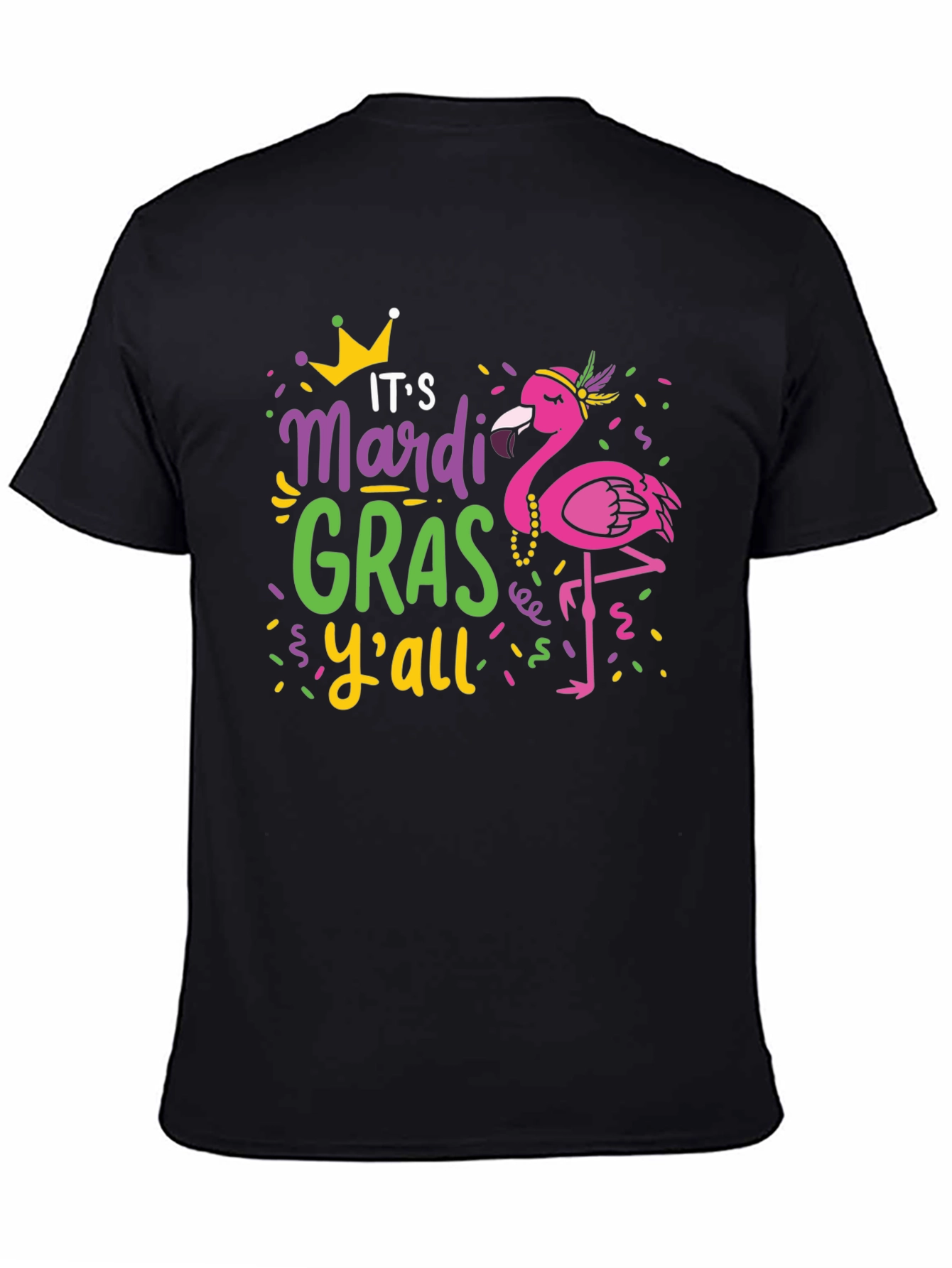Mardi Gras Flamingo Graphic T-Shirt