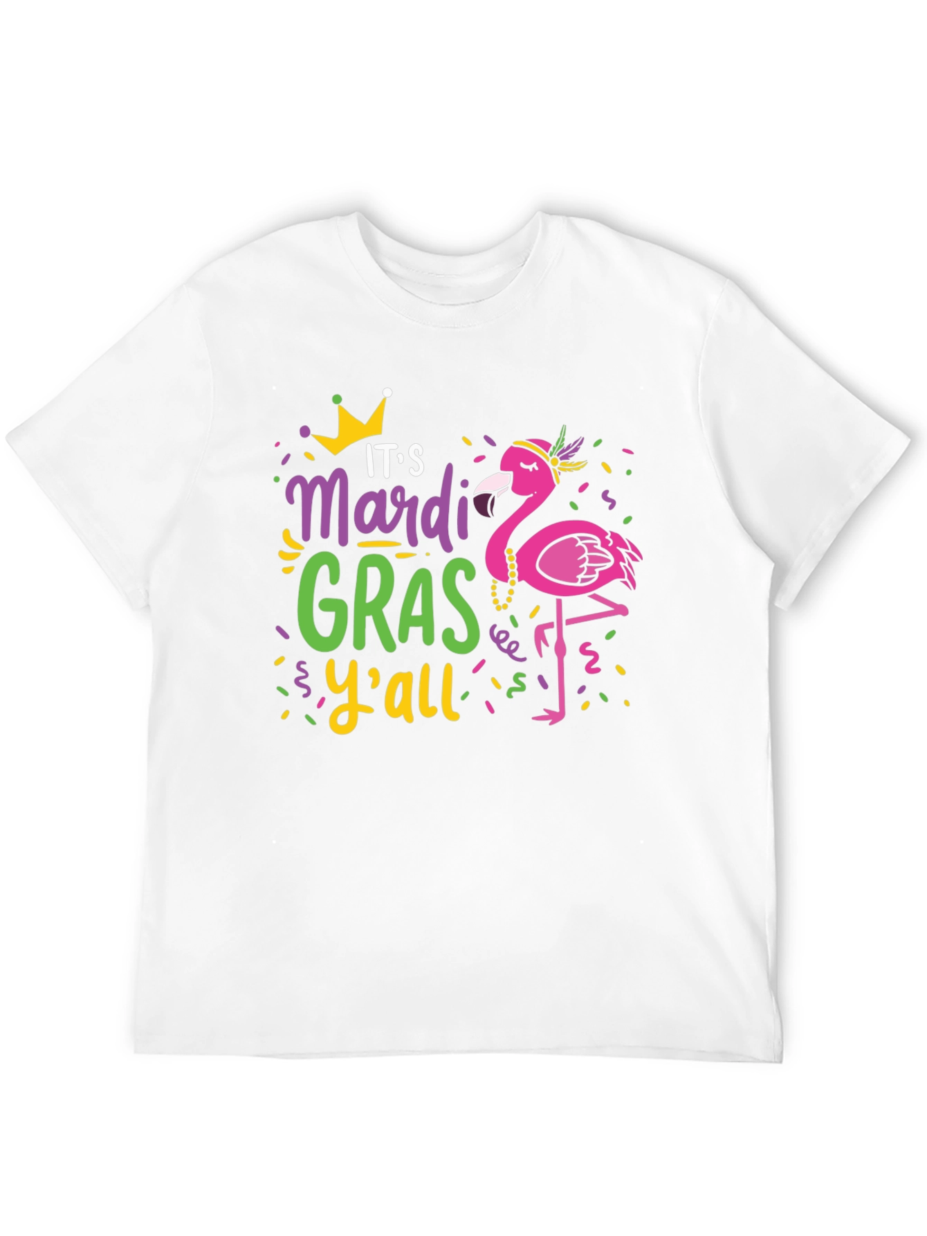 Mardi Gras Flamingo Graphic T-Shirt