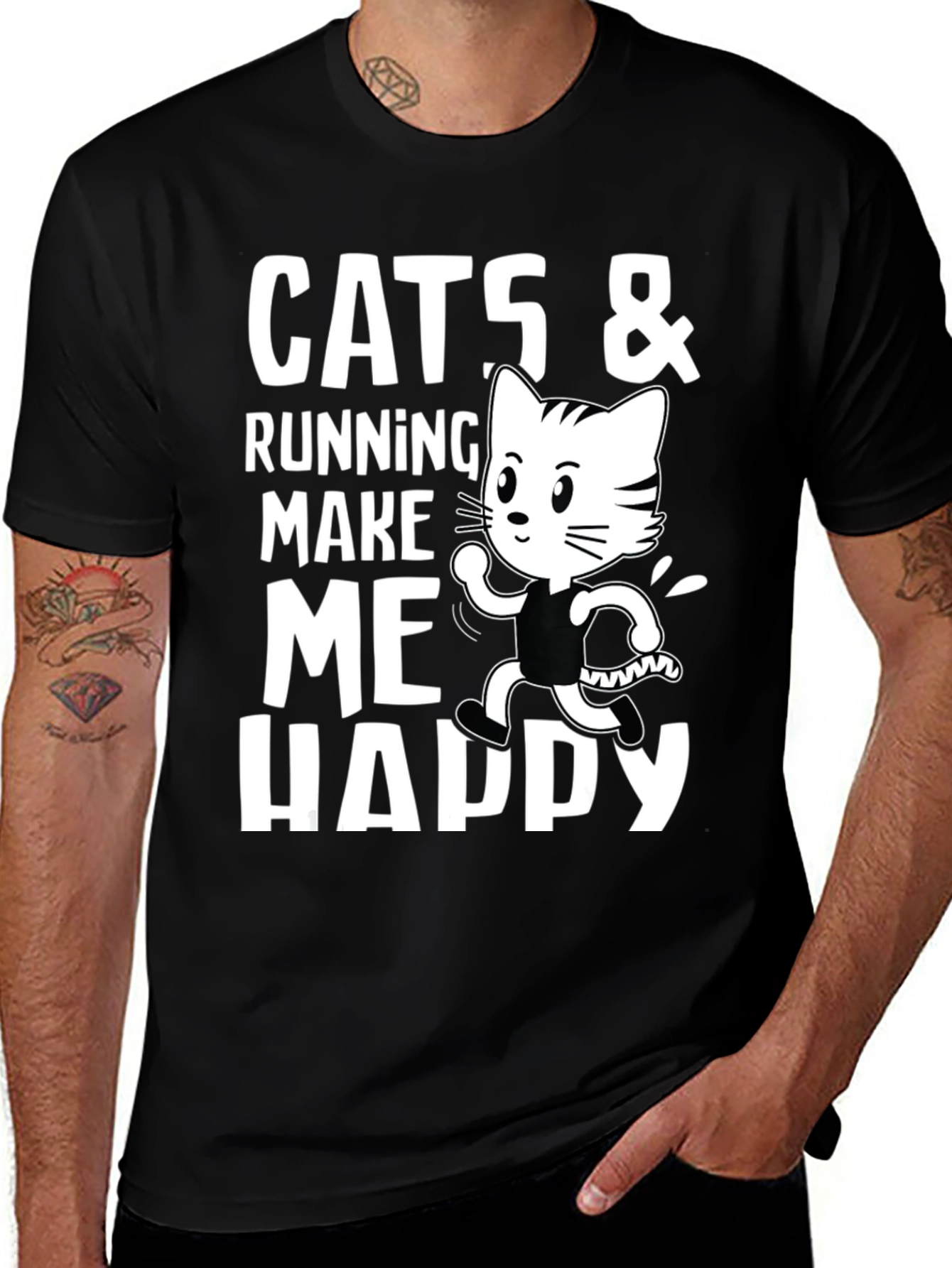 Cats & Running Make Me Happy T-Shirt