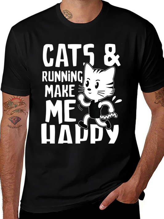Cats & Running Make Me Happy T-Shirt