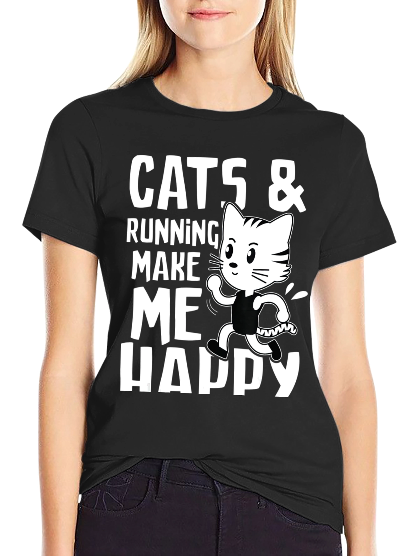 Cats & Running Make Me Happy T-Shirt