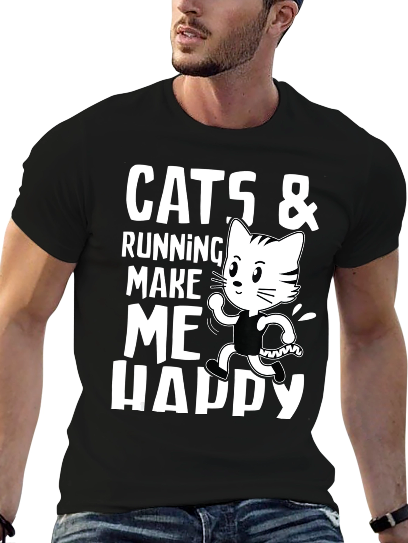 Cats & Running Make Me Happy T-Shirt