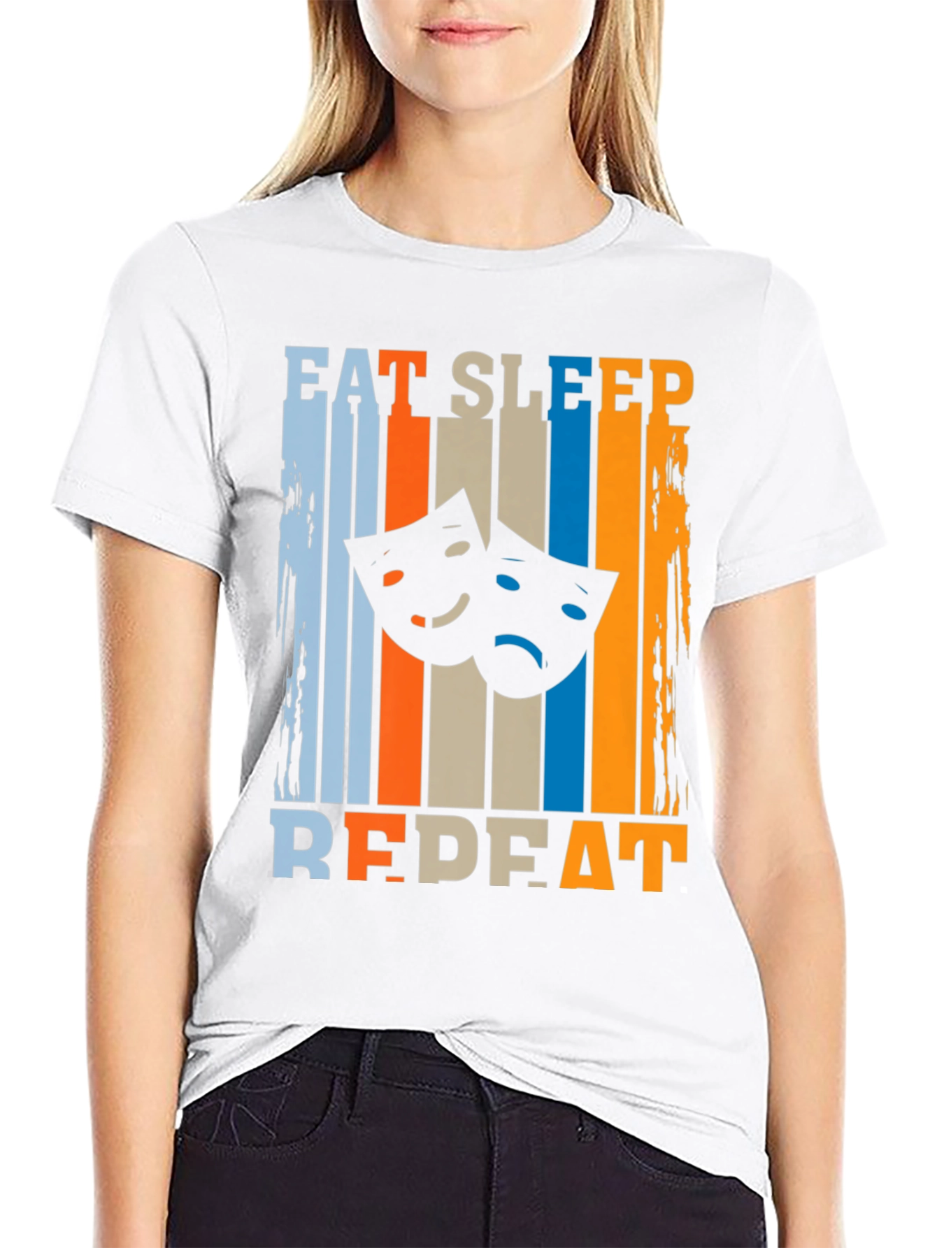 Eat Sleep Theatre Repeat Black T-Shirt