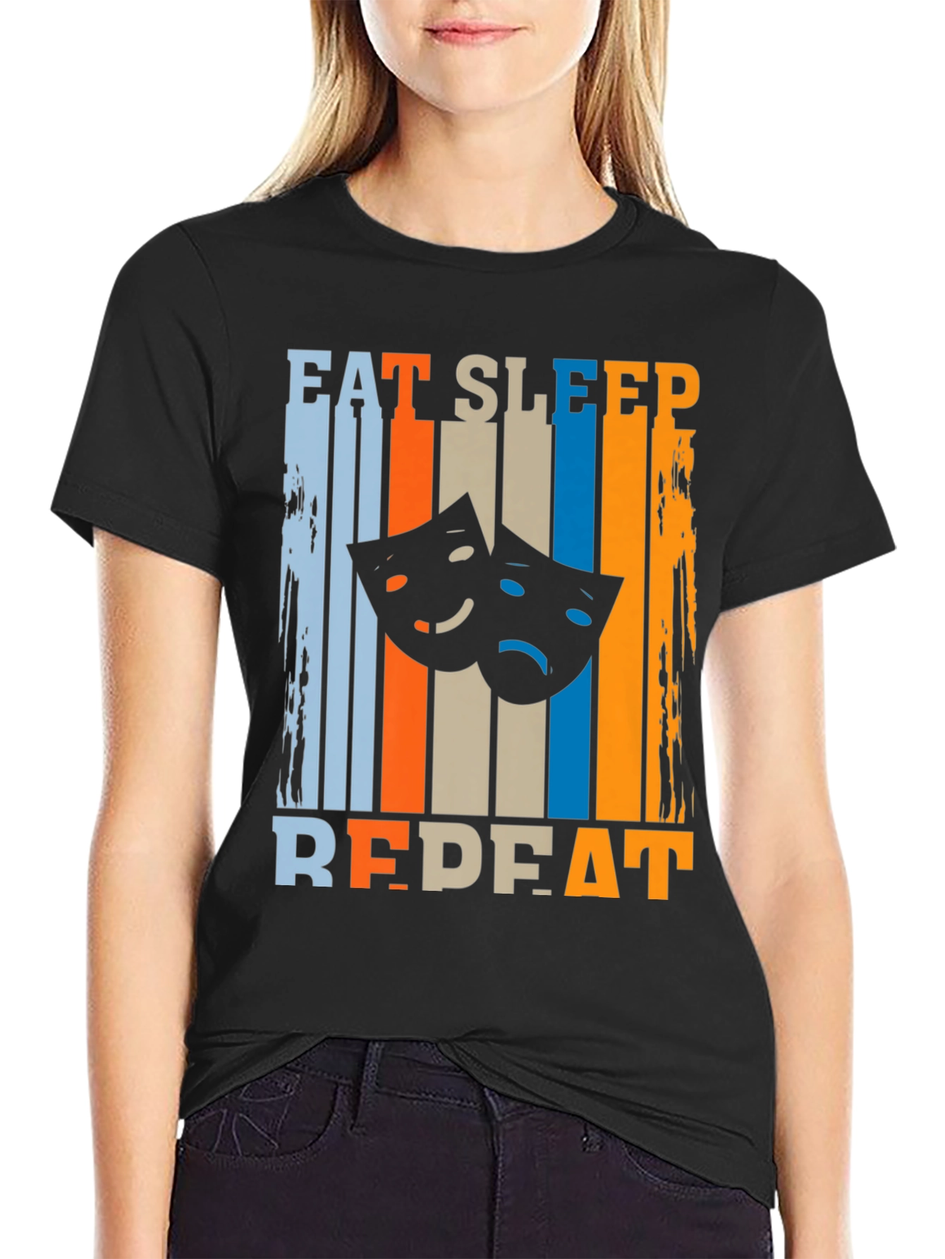 Eat Sleep Theatre Repeat Black T-Shirt