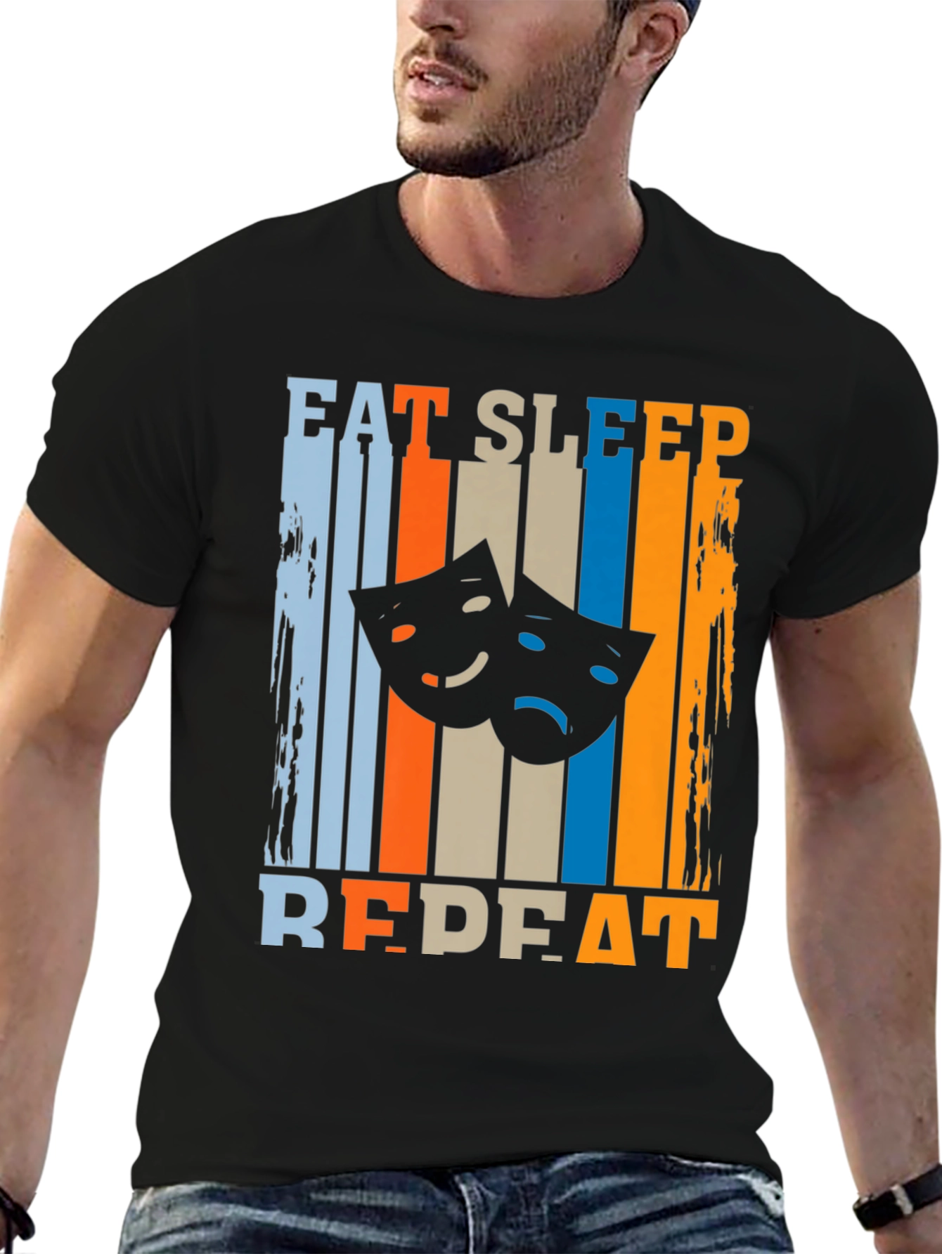 Eat Sleep Theatre Repeat Black T-Shirt