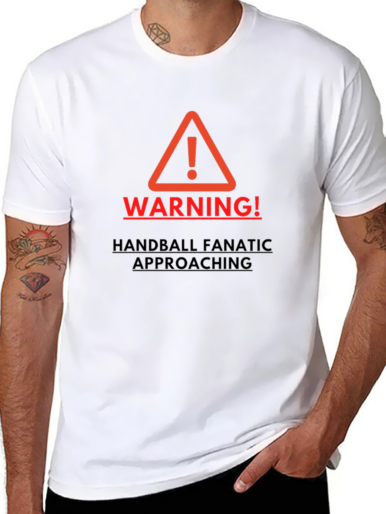 Warning Handball Fanatic Mens T-shirt