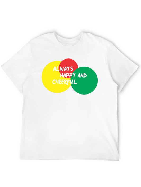 Always Happy & Cheerful Graphic Tee - Stylish Black T-Shirt