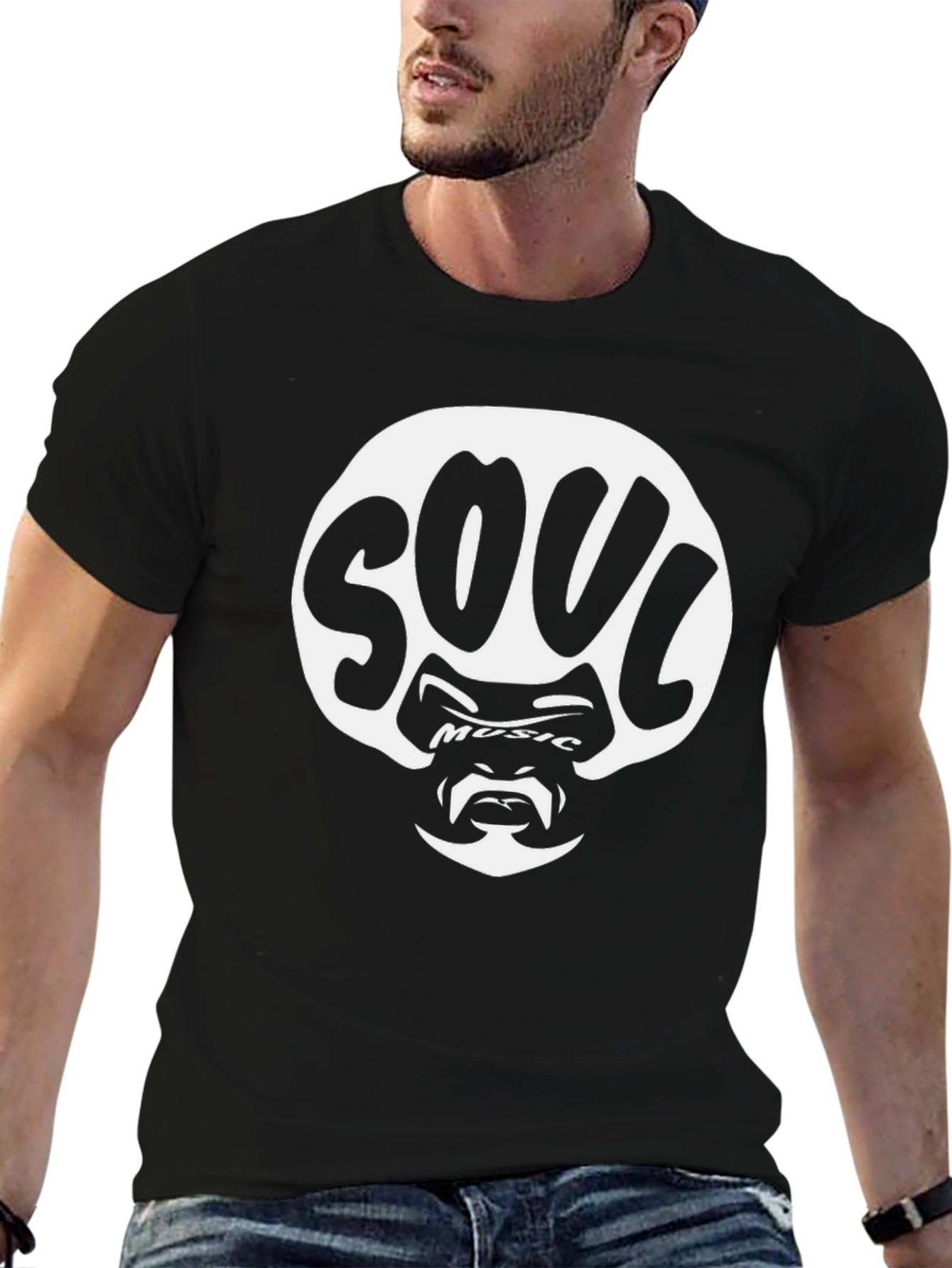 Soul Music Graphic Tee - Black Cotton Blend