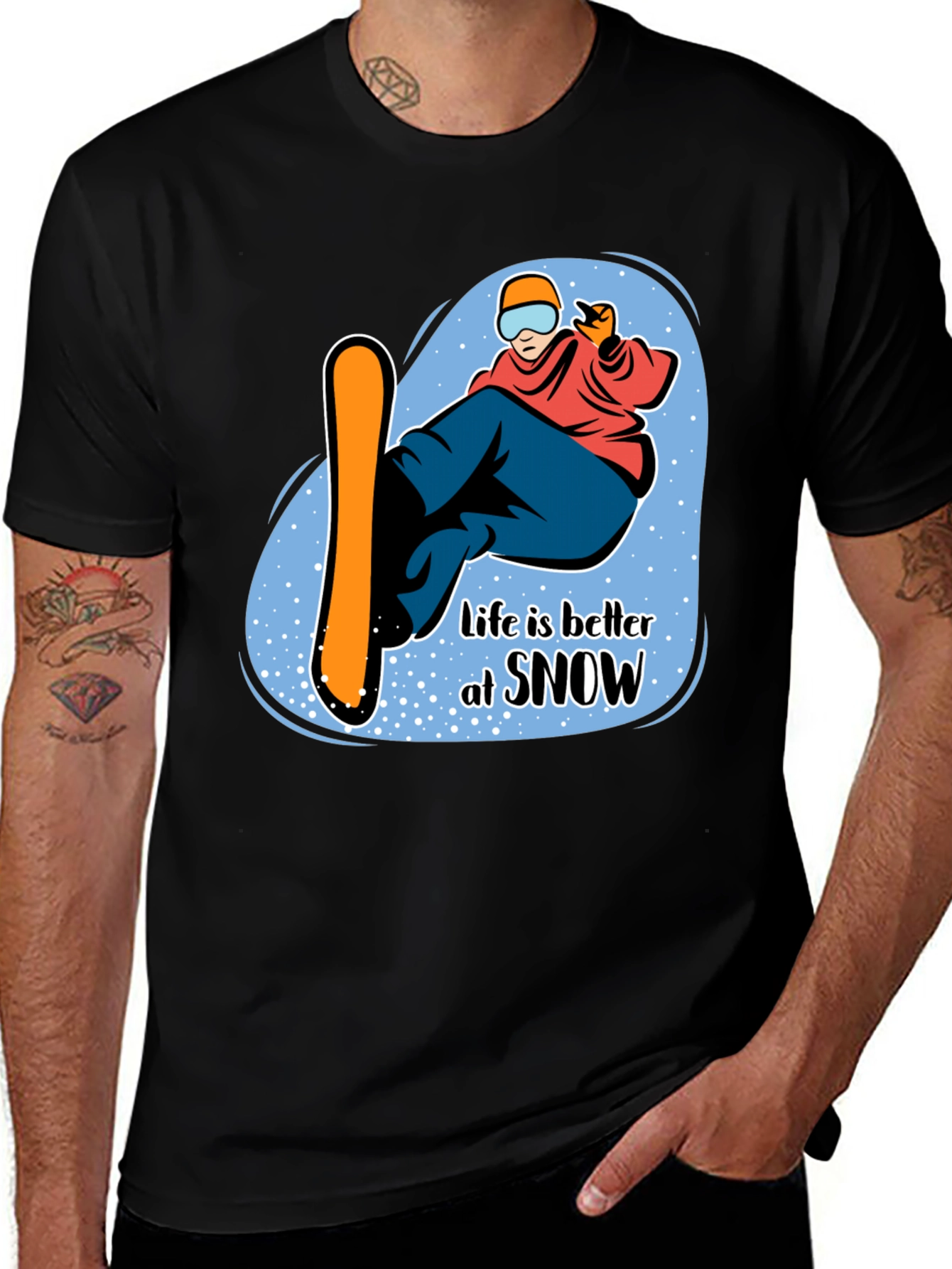 Life is Better at Snow Black Graphic T-Shirt