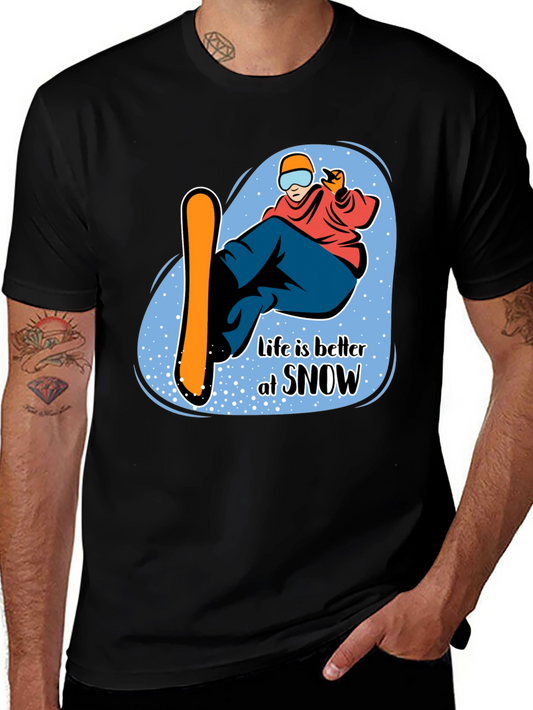 Life is Better at Snow Black Graphic T-Shirt