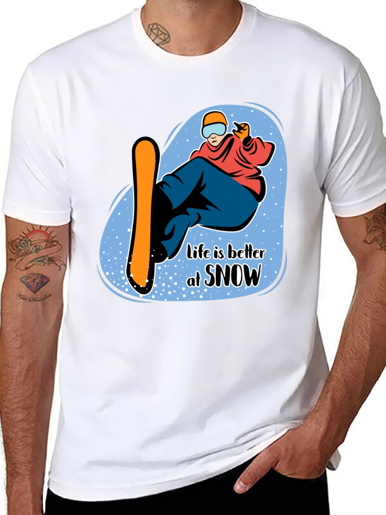 Life is Better at Snow Black Graphic T-Shirt