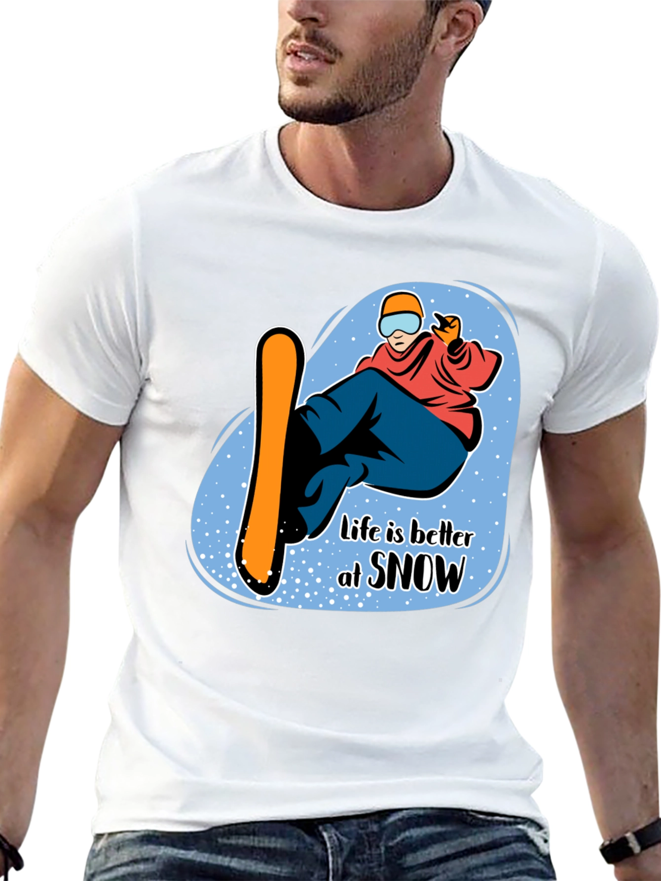 Life is Better at Snow Black Graphic T-Shirt