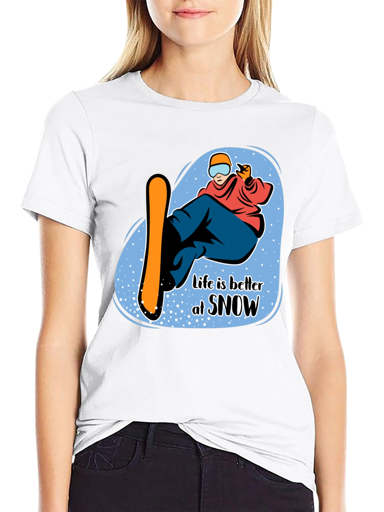 Life is Better at Snow Black Graphic T-Shirt