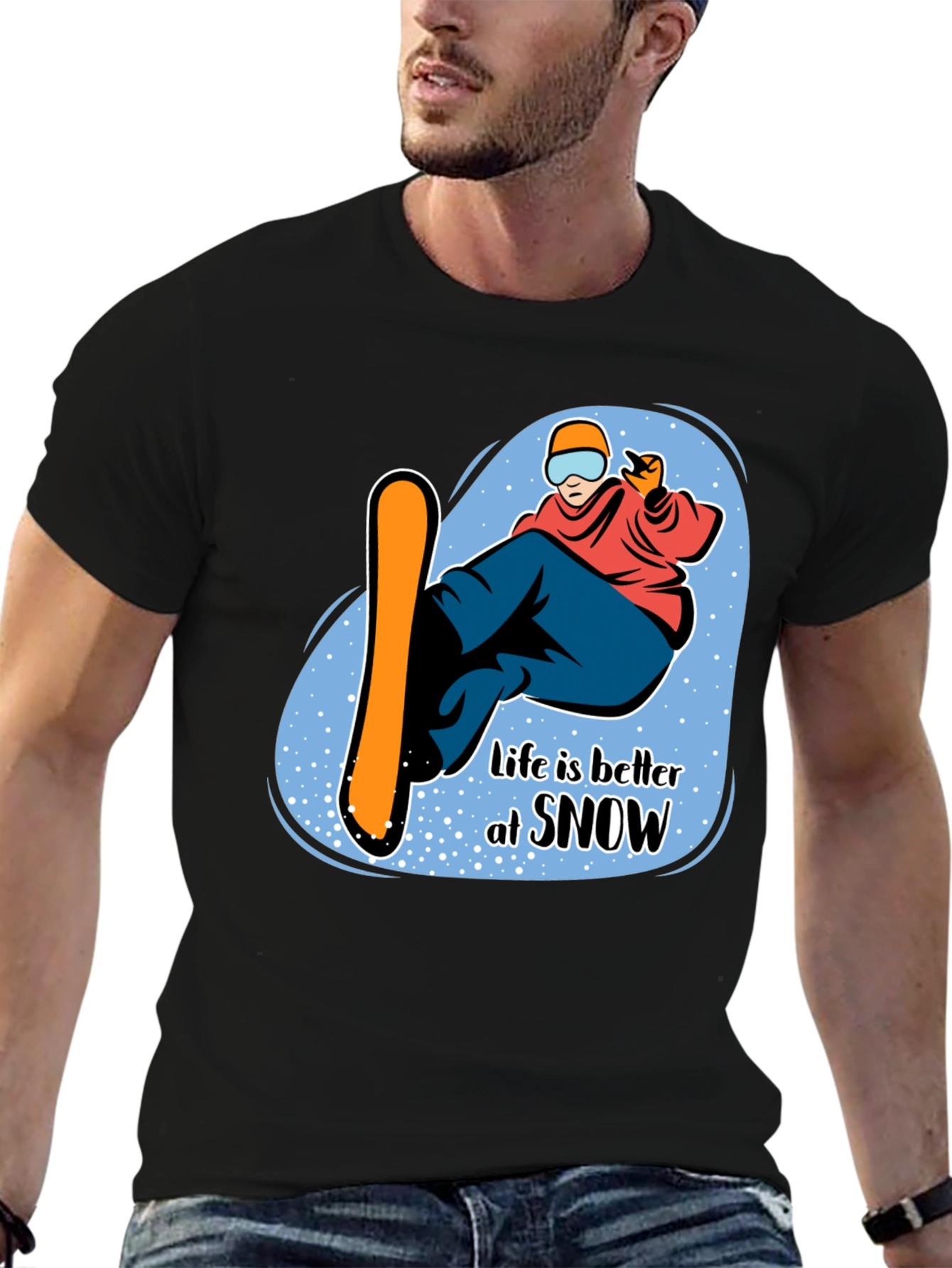 Life is Better at Snow Black Graphic T-Shirt