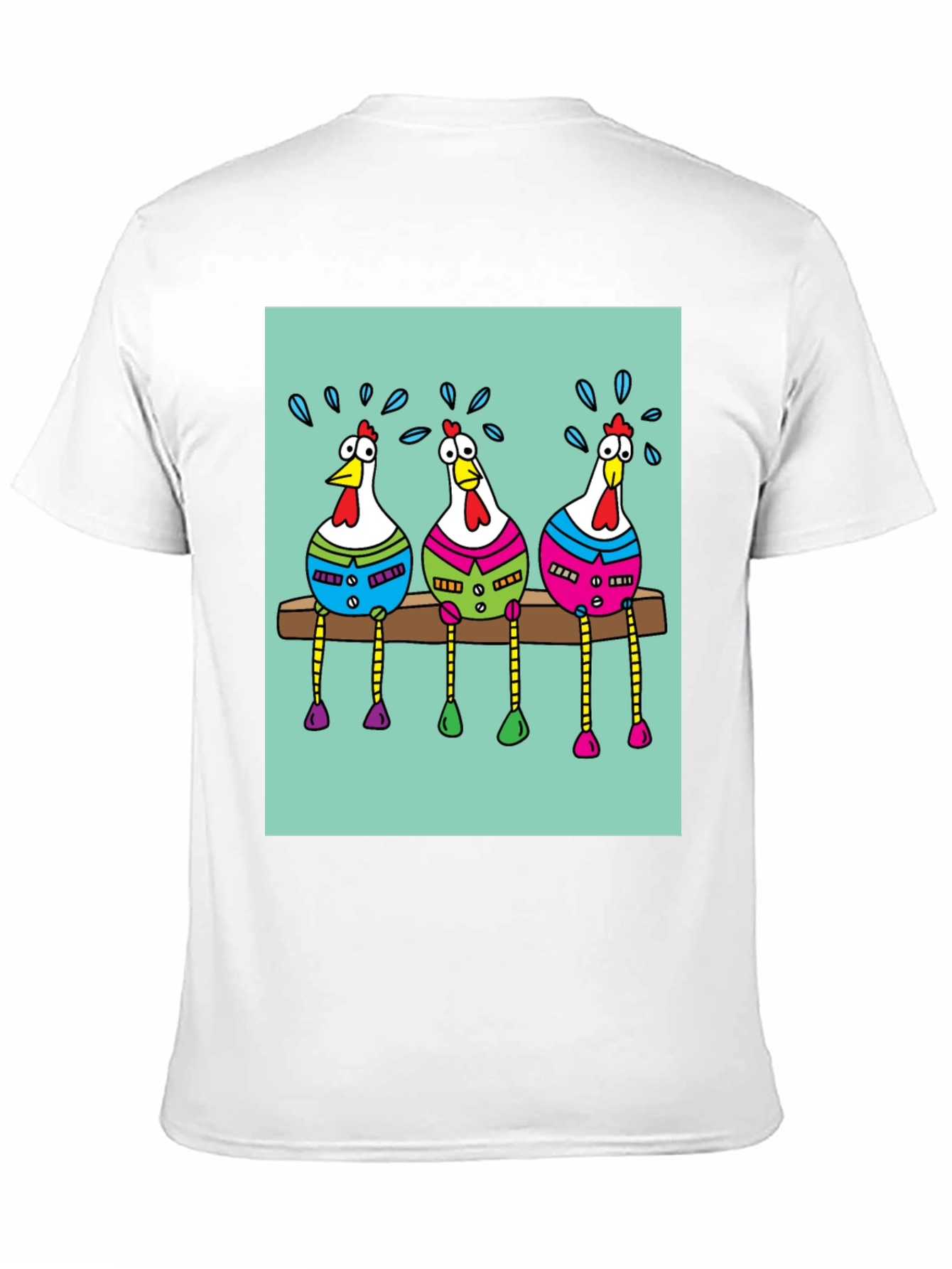 Funny Chicken Graphic Print Black T-Shirt