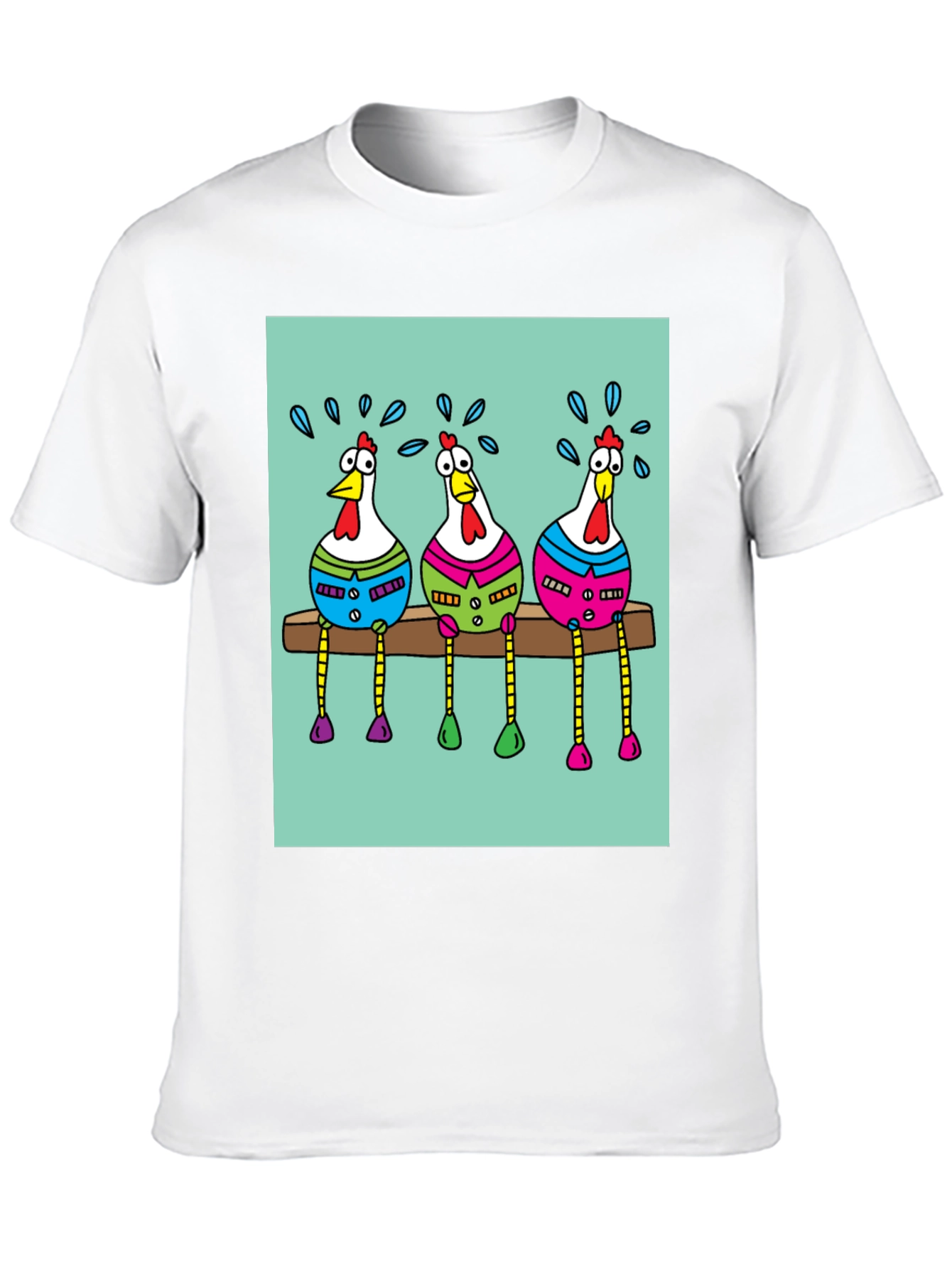 Funny Chicken Graphic Print Black T-Shirt