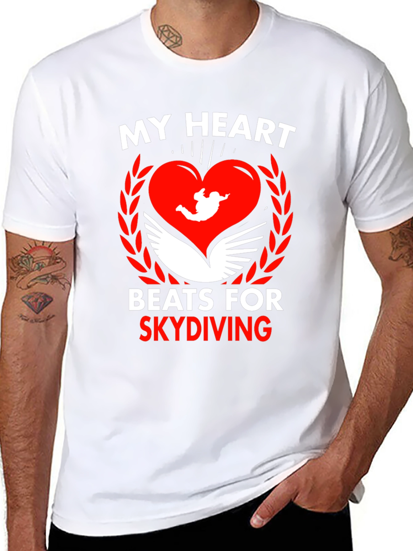 Skydiving Heartbeat Tee - Passionate Skydiver Design
