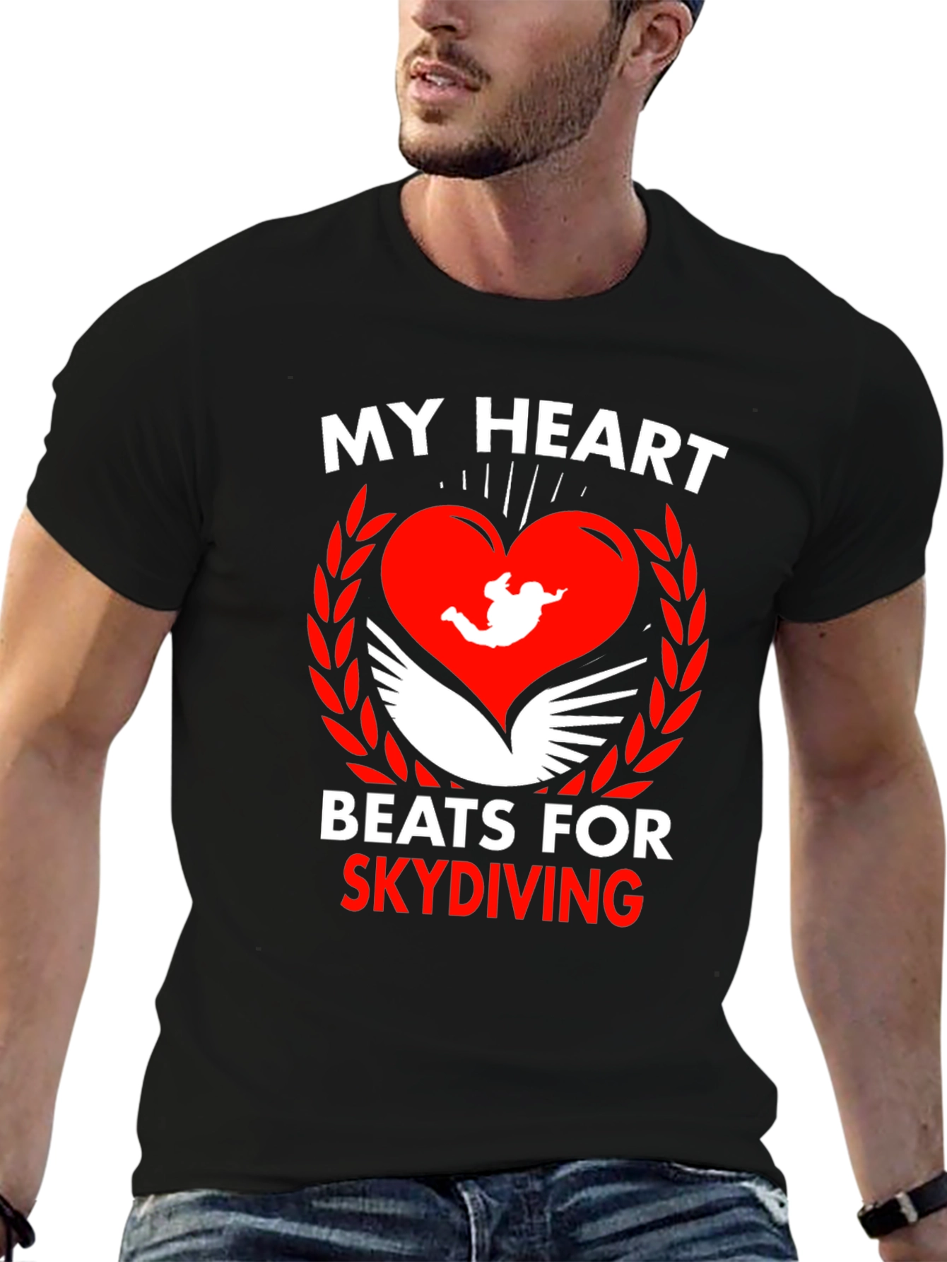 Skydiving Heartbeat Tee - Passionate Skydiver Design