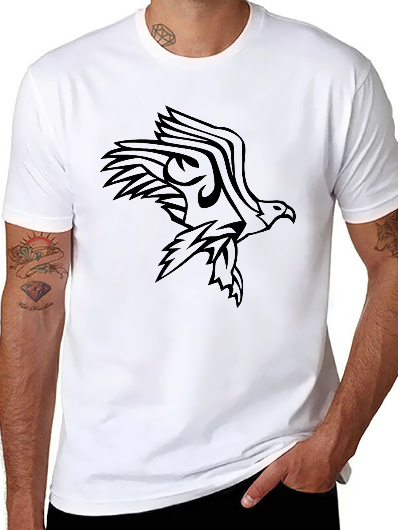 Mens Black Eagle Graphic Tee - Stylish & Bold
