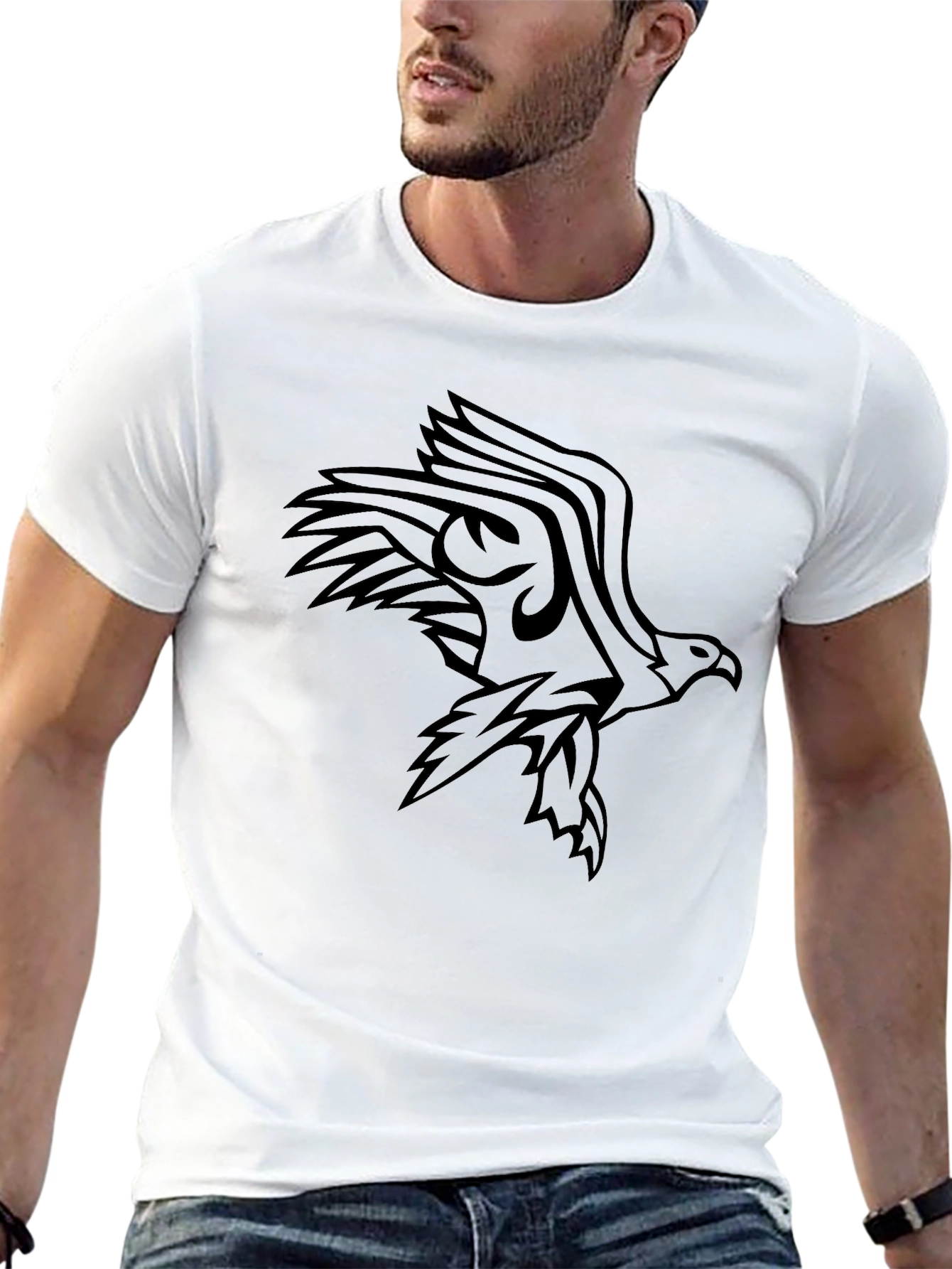 Mens Black Eagle Graphic Tee - Stylish & Bold