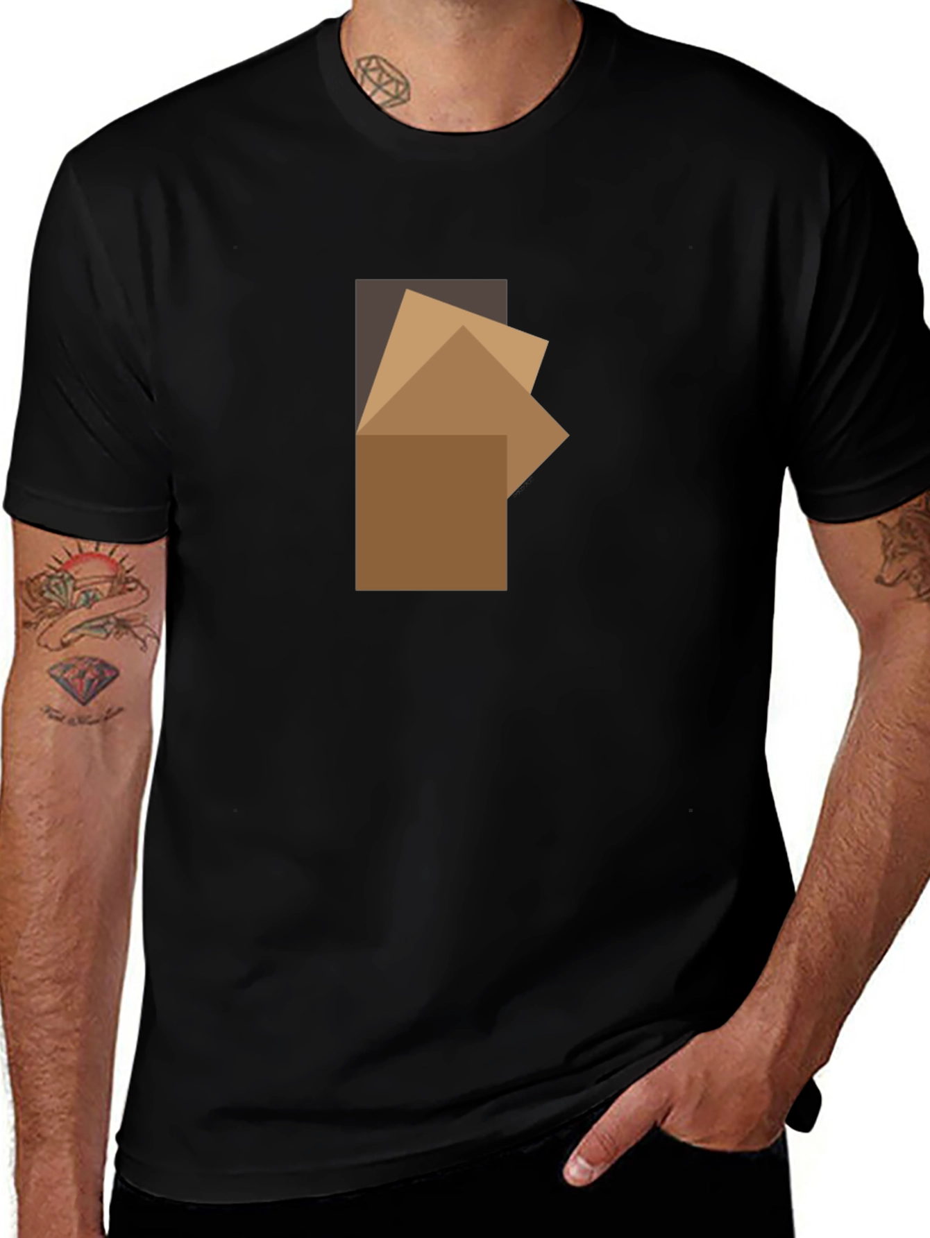 Abstract Squares Graphic Black T-Shirt