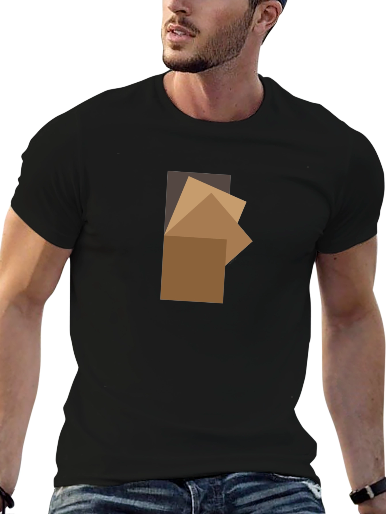 Abstract Squares Graphic Black T-Shirt