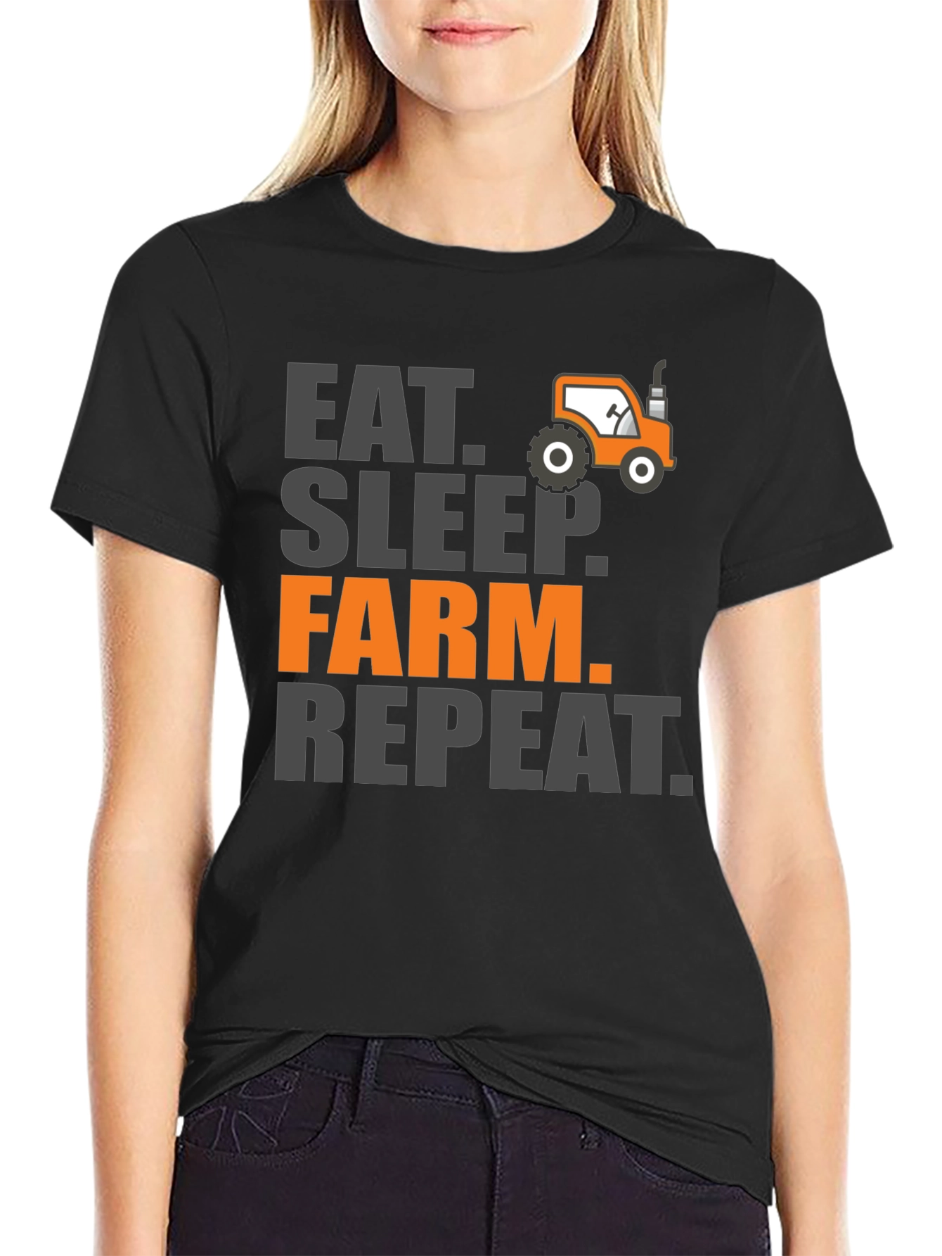 Eat Sleep Farm Repeat Mens Graphic Tee - Black
