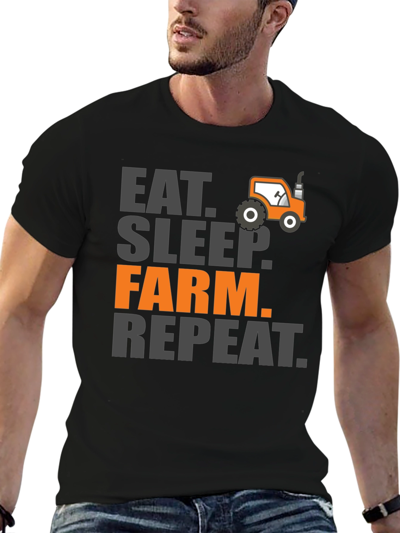 Eat Sleep Farm Repeat Mens Graphic Tee - Black