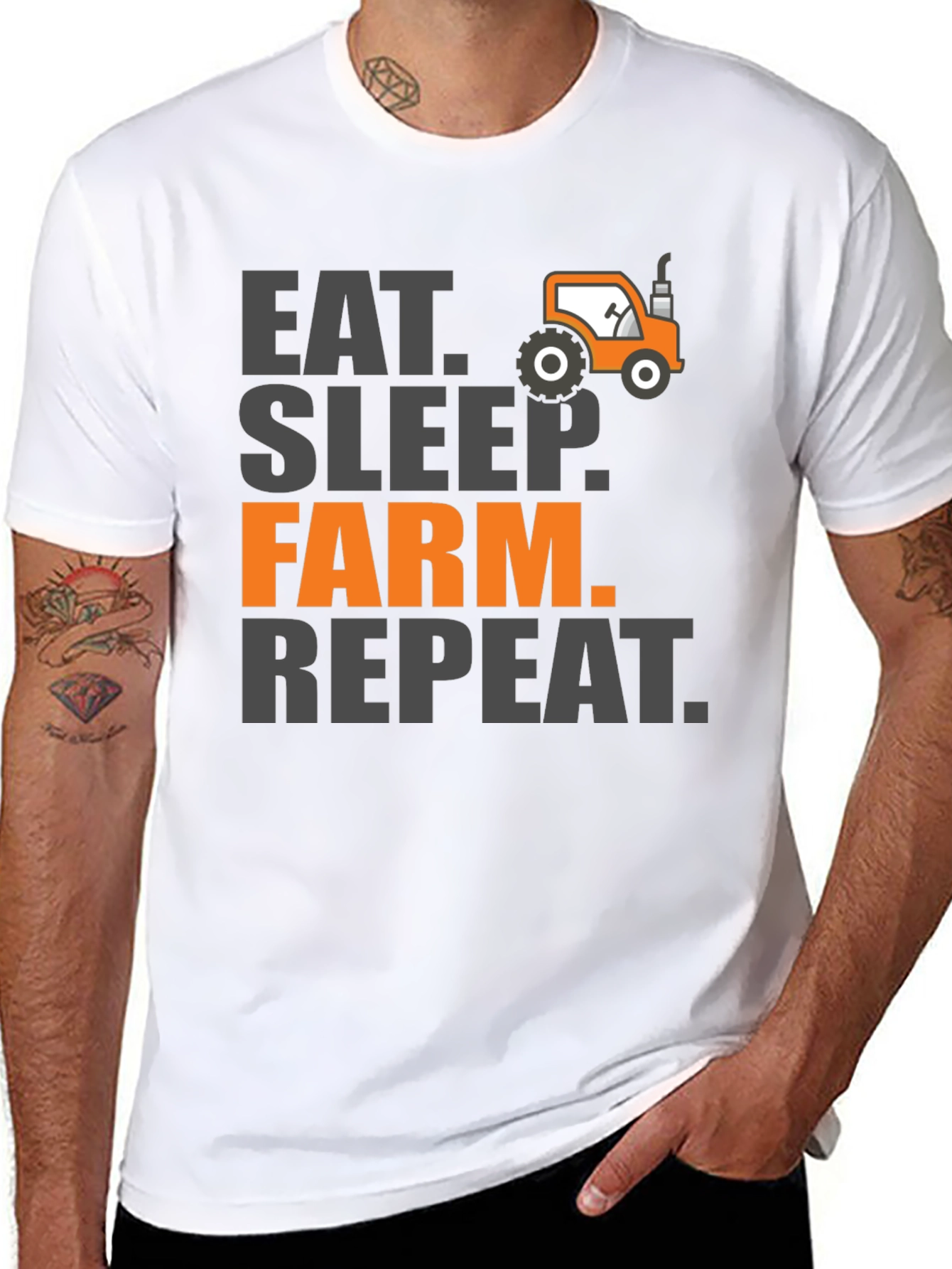 Eat Sleep Farm Repeat Mens Graphic Tee - Black