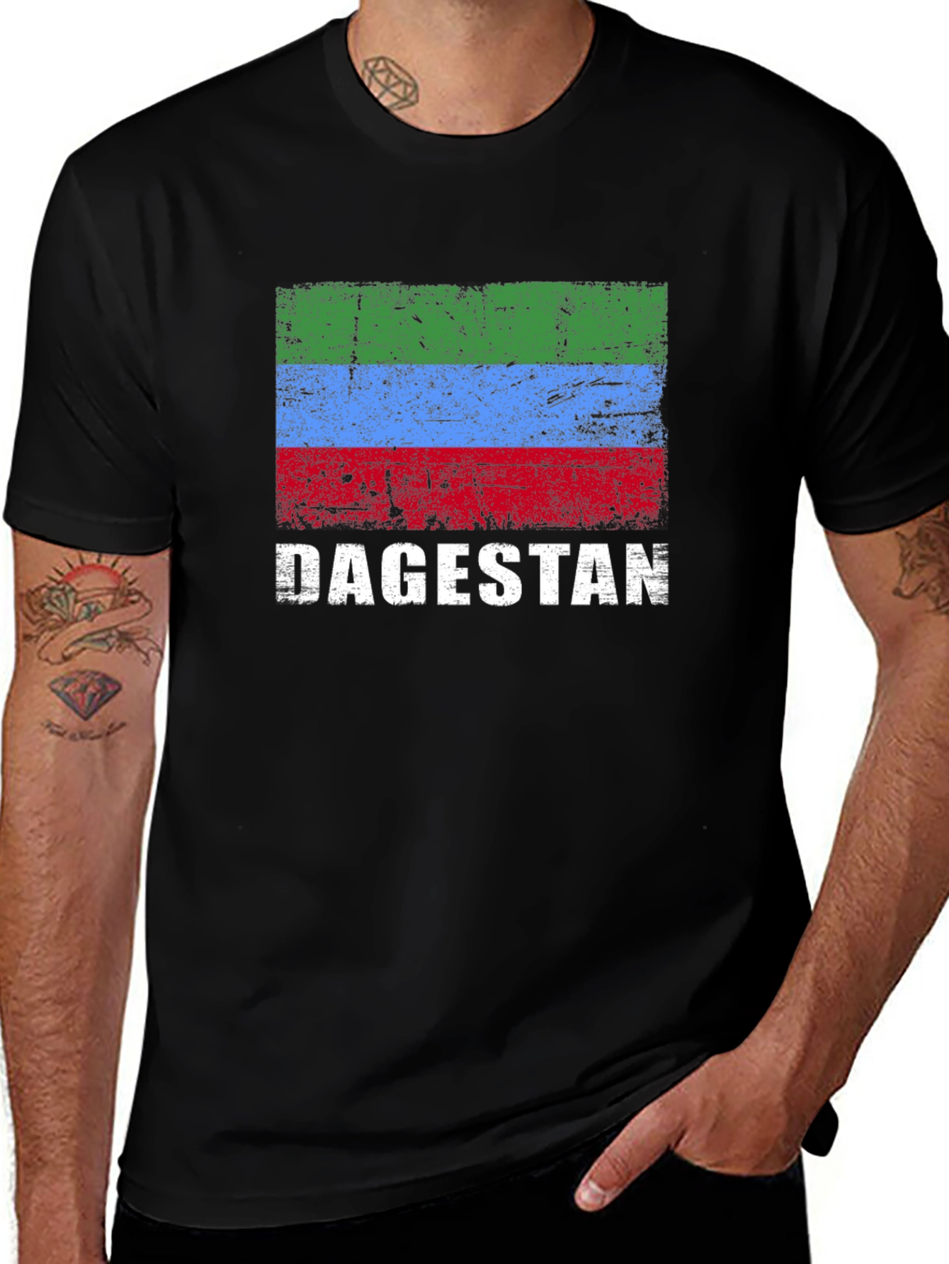 Dagestan Flag T-Shirt - Distressed Design