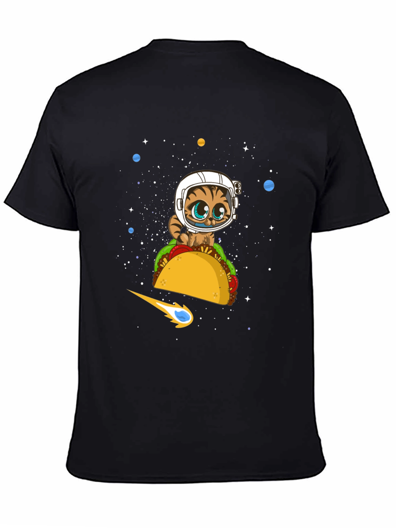 Space Cat Taco Black T-Shirt