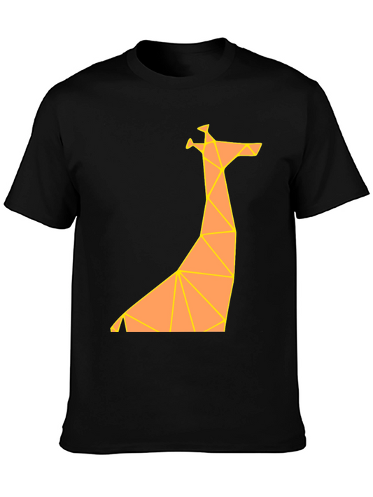 Geometric Giraffe Graphic Tee - Modern Art Shirt