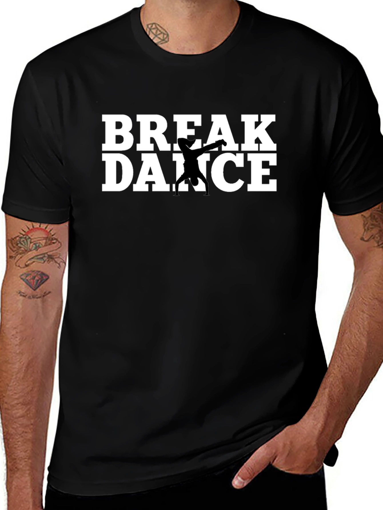 Break Dance Graphic Tee - Black Cotton T-Shirt