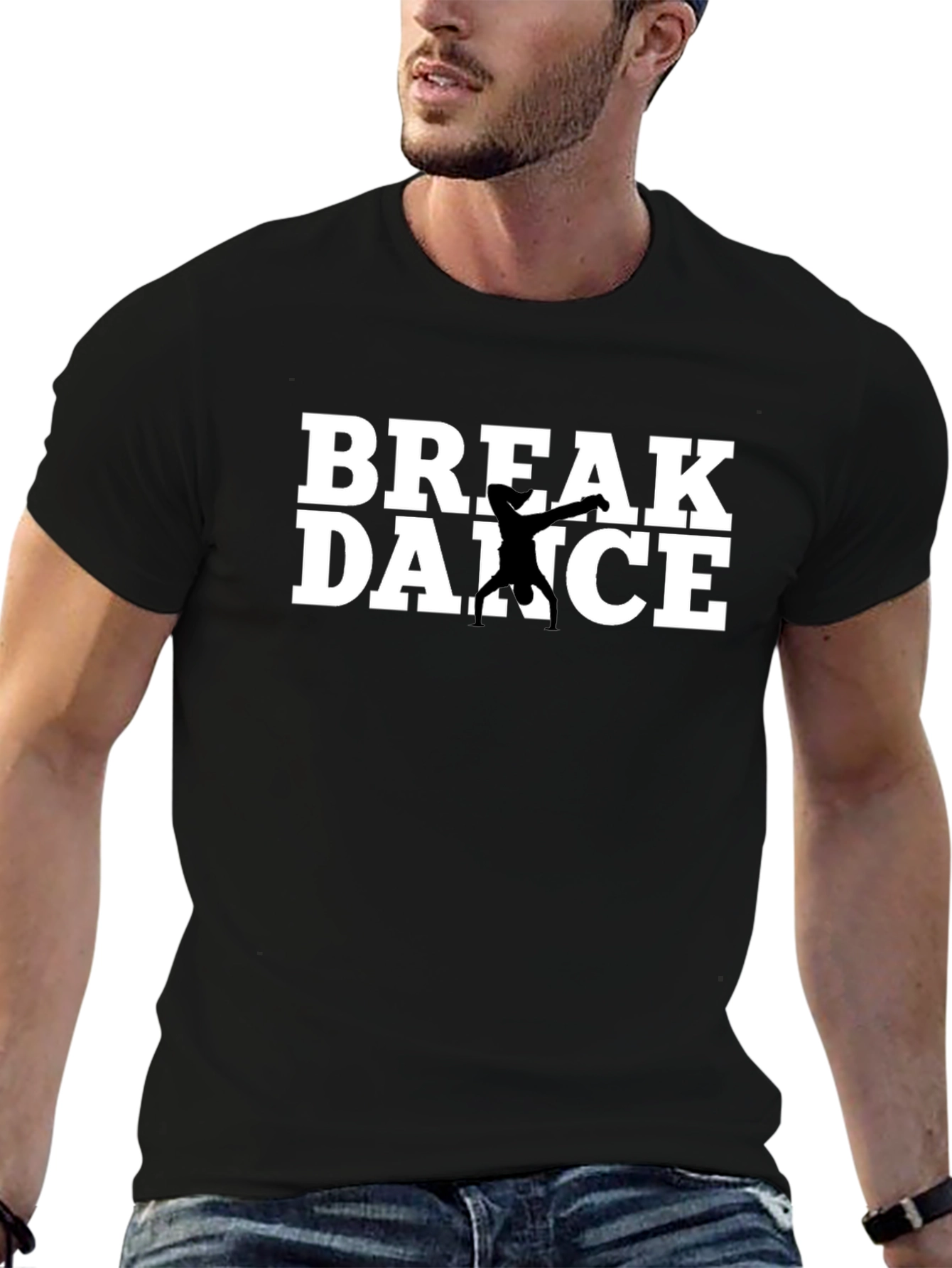 Break Dance Graphic Tee - Black Cotton T-Shirt